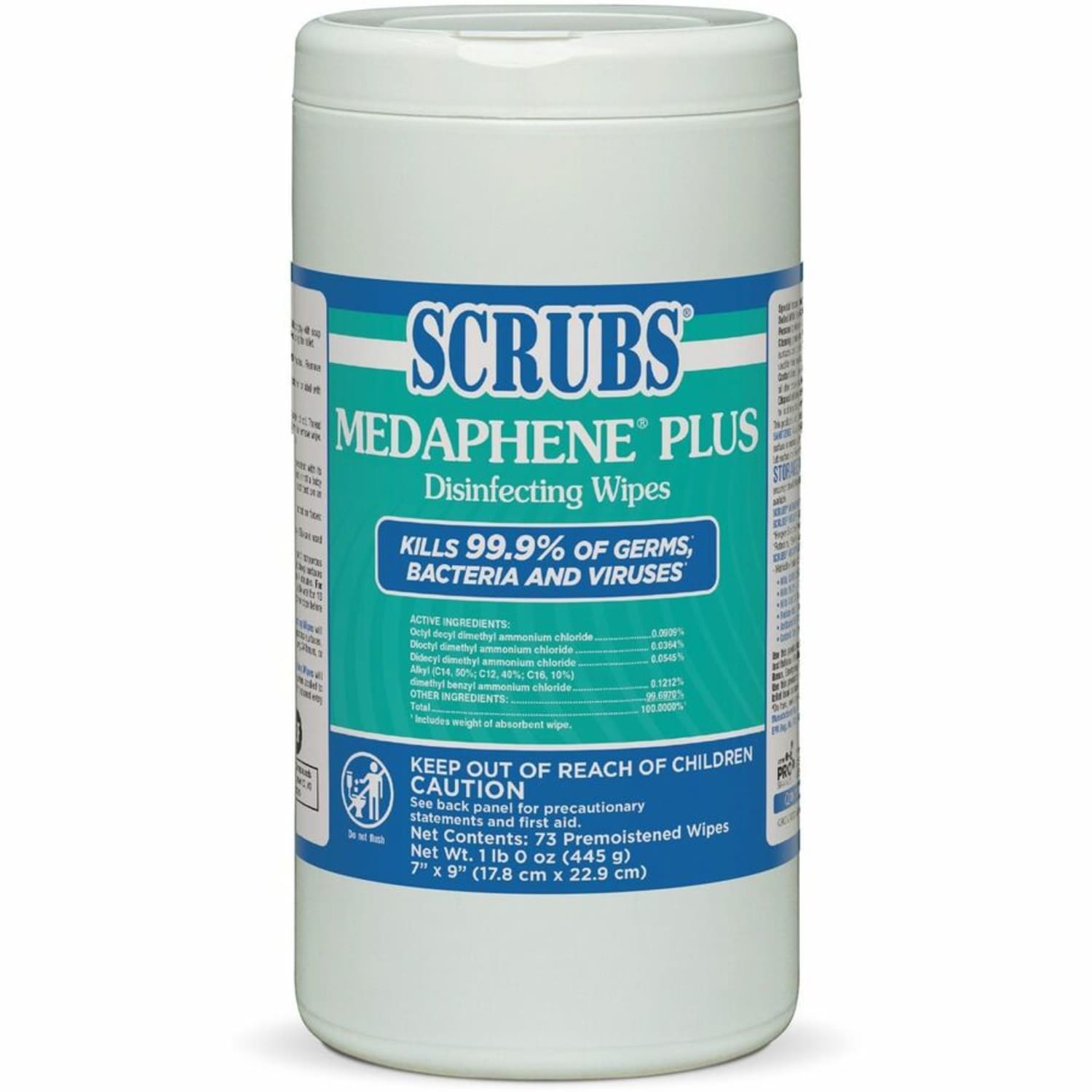 SCRUBS Medaphene Plus Disinfecting Wipes - Citrus Scent - 9in Length x 6in Width - 73 - 6 / Carton - Colorless - Image 6