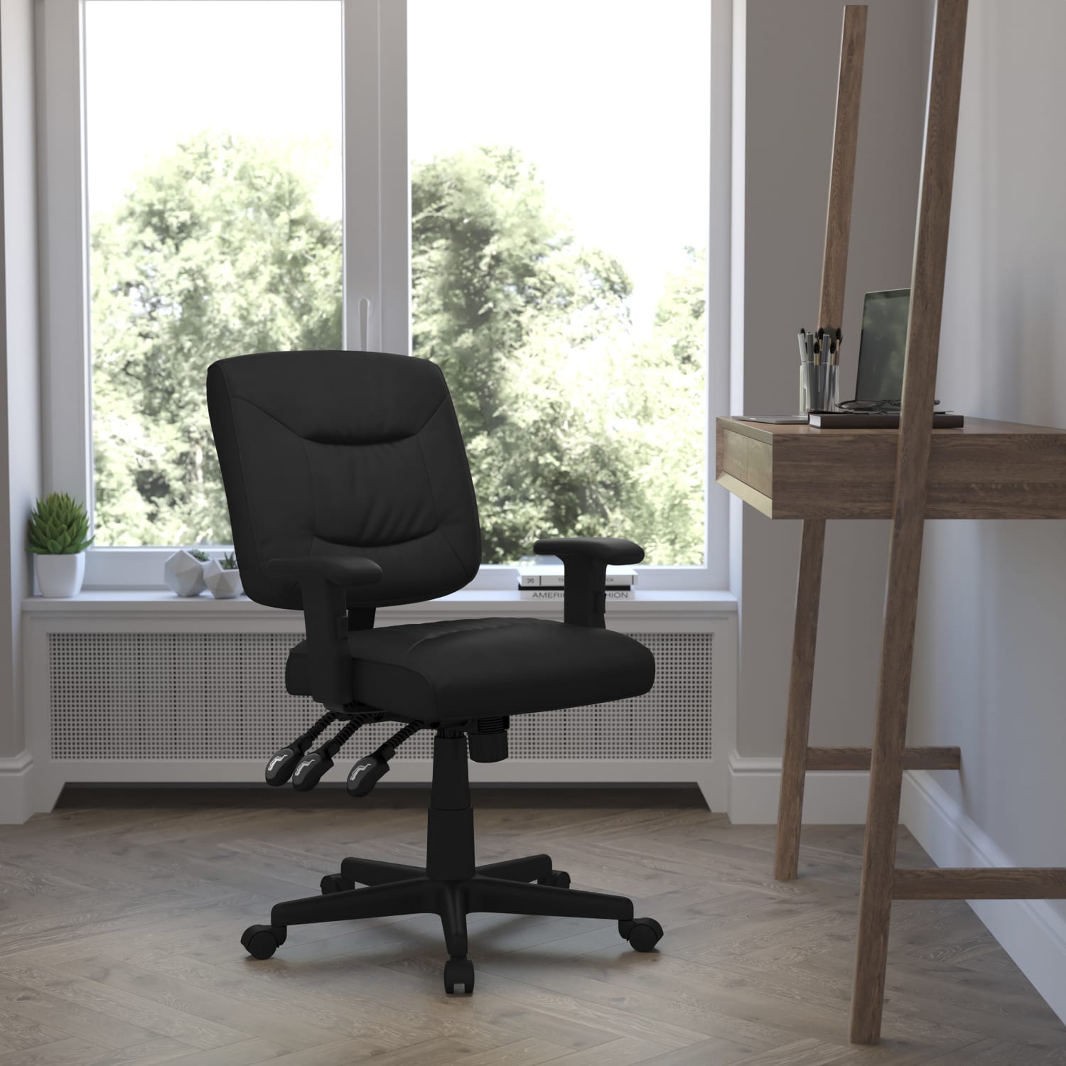Flash Furniture LeatherSoft Faux Leather LowBack Multifunction Ergonomic Swivel Task Chair With Adjustable Arms Black PopularChairscom Flash Furniture LeatherSoft Faux Leather Low Back Multifunction Ergonomic Swivel Task Chair With Adjustable Arms Black PopularChairscom
