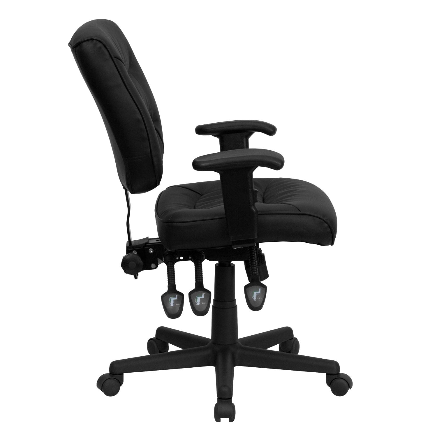 Flash Furniture LeatherSoft Faux Leather LowBack Multifunction Ergonomic Swivel Task Chair With Adjustable Arms Black PopularChairscom Flash Furniture LeatherSoft Faux Leather Low Back Multifunction Ergonomic Swivel Task Chair With Adjustable Arms Black PopularChairscom