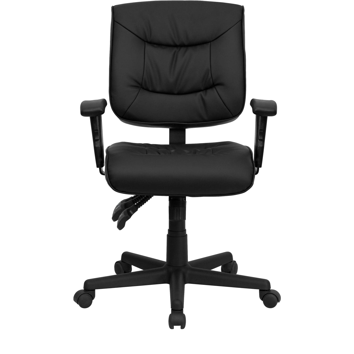 Flash Furniture LeatherSoft Faux Leather LowBack Multifunction Ergonomic Swivel Task Chair With Adjustable Arms Black PopularChairscom Flash Furniture LeatherSoft Faux Leather Low Back Multifunction Ergonomic Swivel Task Chair With Adjustable Arms Black PopularChairscom