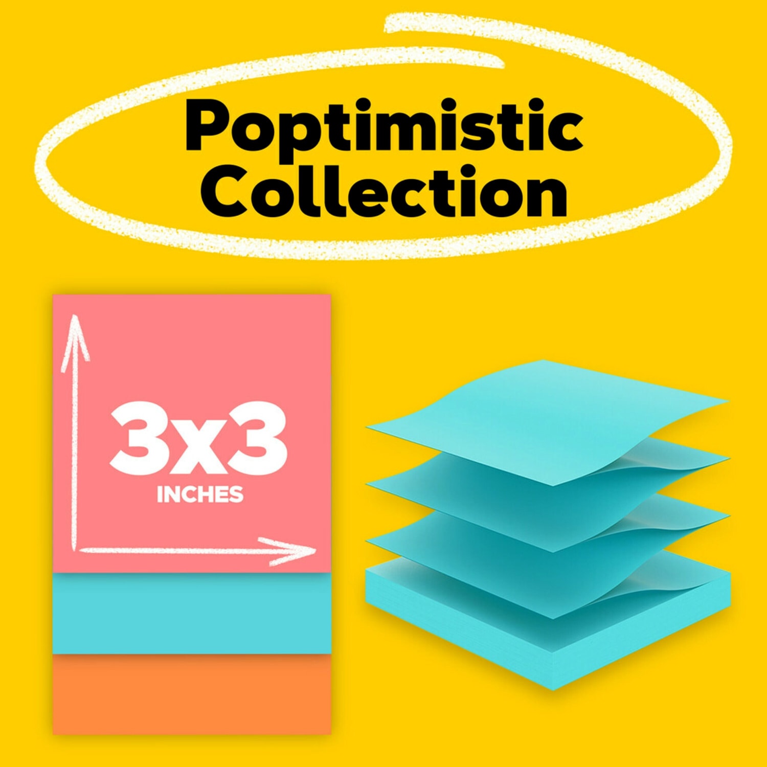 Post-it Pop Up Notes, 12 Pads, 3 in x 3 in, Clean Removal, School Supplies and Office Products, Sticky Notes for Vertical Surfaces, Monitors, Walls and Windows, Poptimistic Collection - Image 3