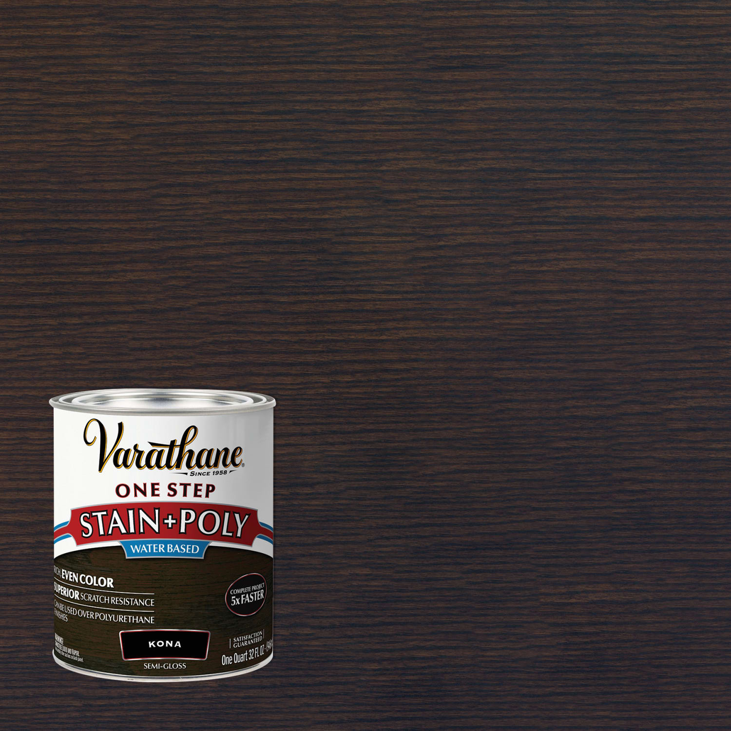Varathane One Step Stain + Poly, 32 Oz, Kona Semi-Gloss, Pack Of 2 Cans - Image 3