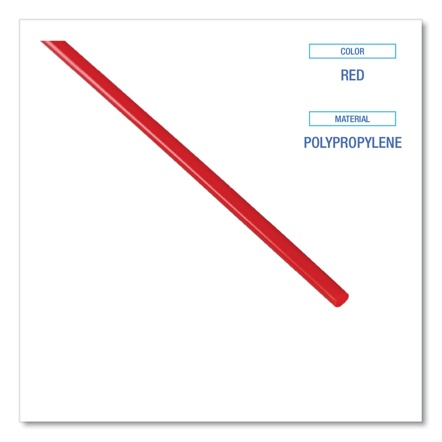 Boardwalk Single-Tube Stir-Straws, 5-1/4in, Polypropylene, Red, Pack Of 1,000 Straws, Carton Of 10 Packs - Image 4