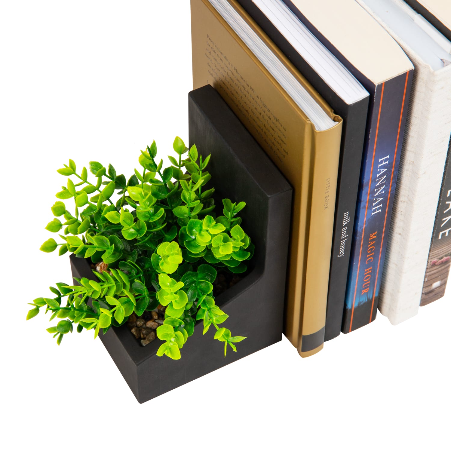 Mind Reader Contemporary Planter Bookends, Black, Set Of 2 Bookends - Image 5