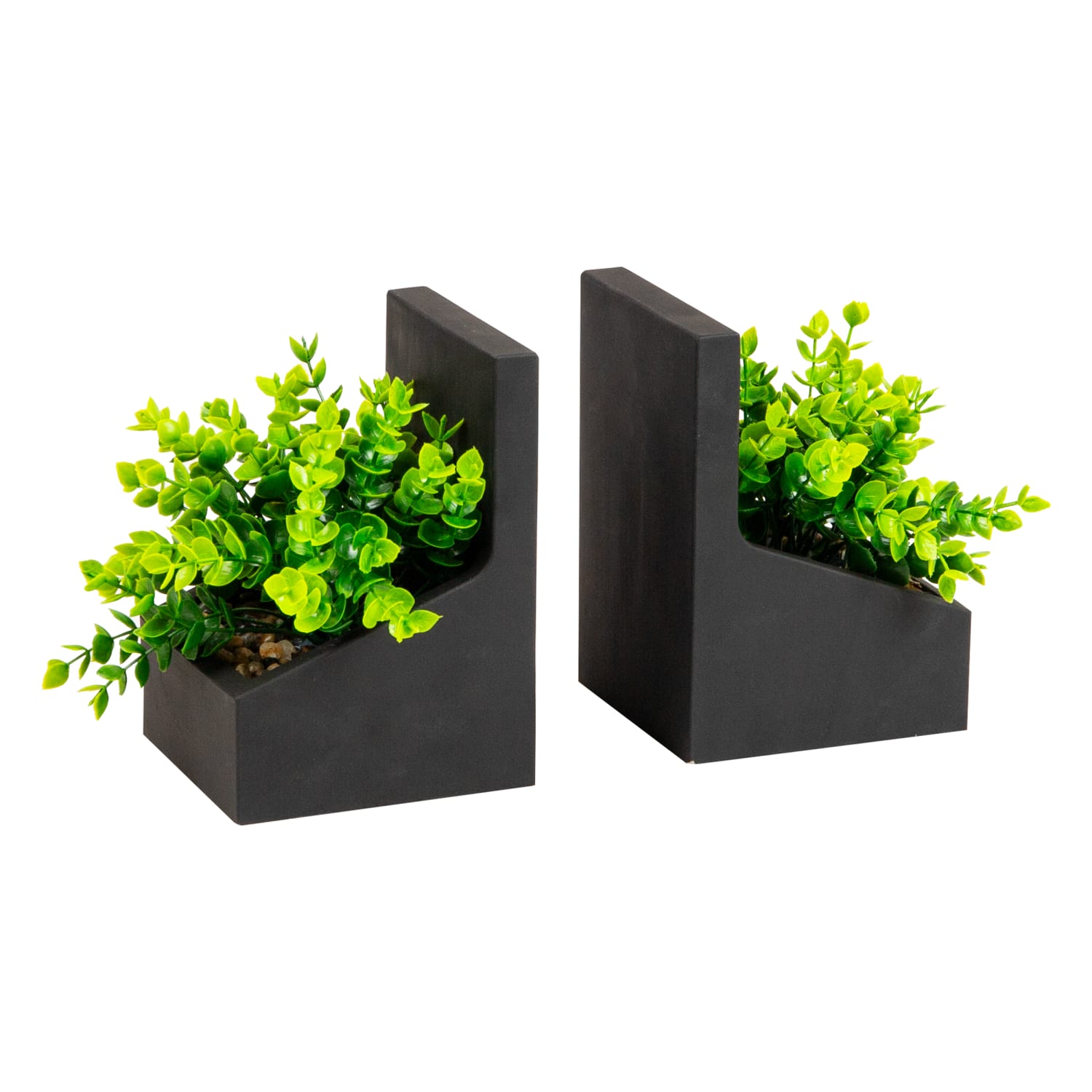 Mind Reader Contemporary Planter Bookends, Black, Set Of 2 Bookends - Image 6