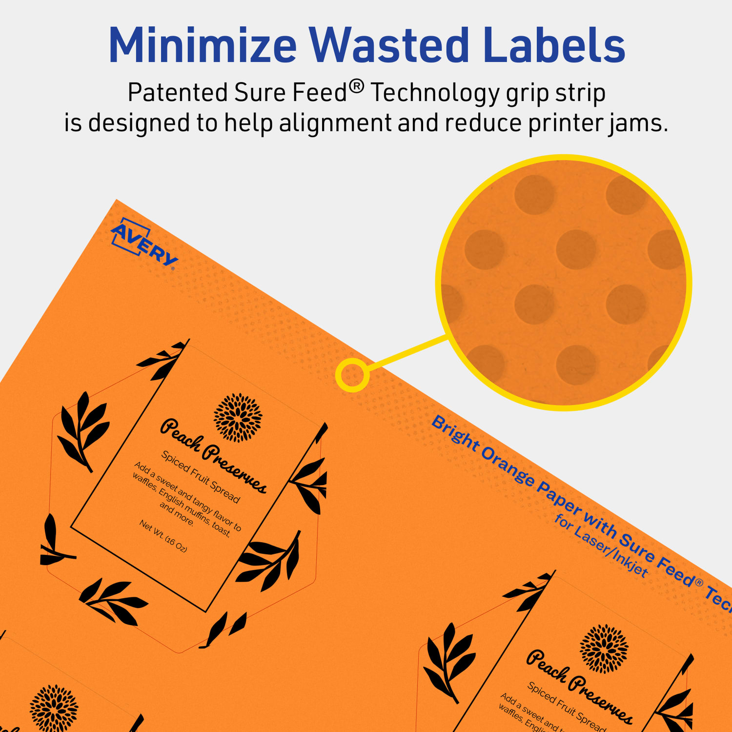 Avery Print-To-The-Edge Labels With Sure Feed Technology, 94121-BOP20, Hexagon, 2-1/2in x 2-57/64in, Matte Bright Orange, Pack of 120 - Image 5