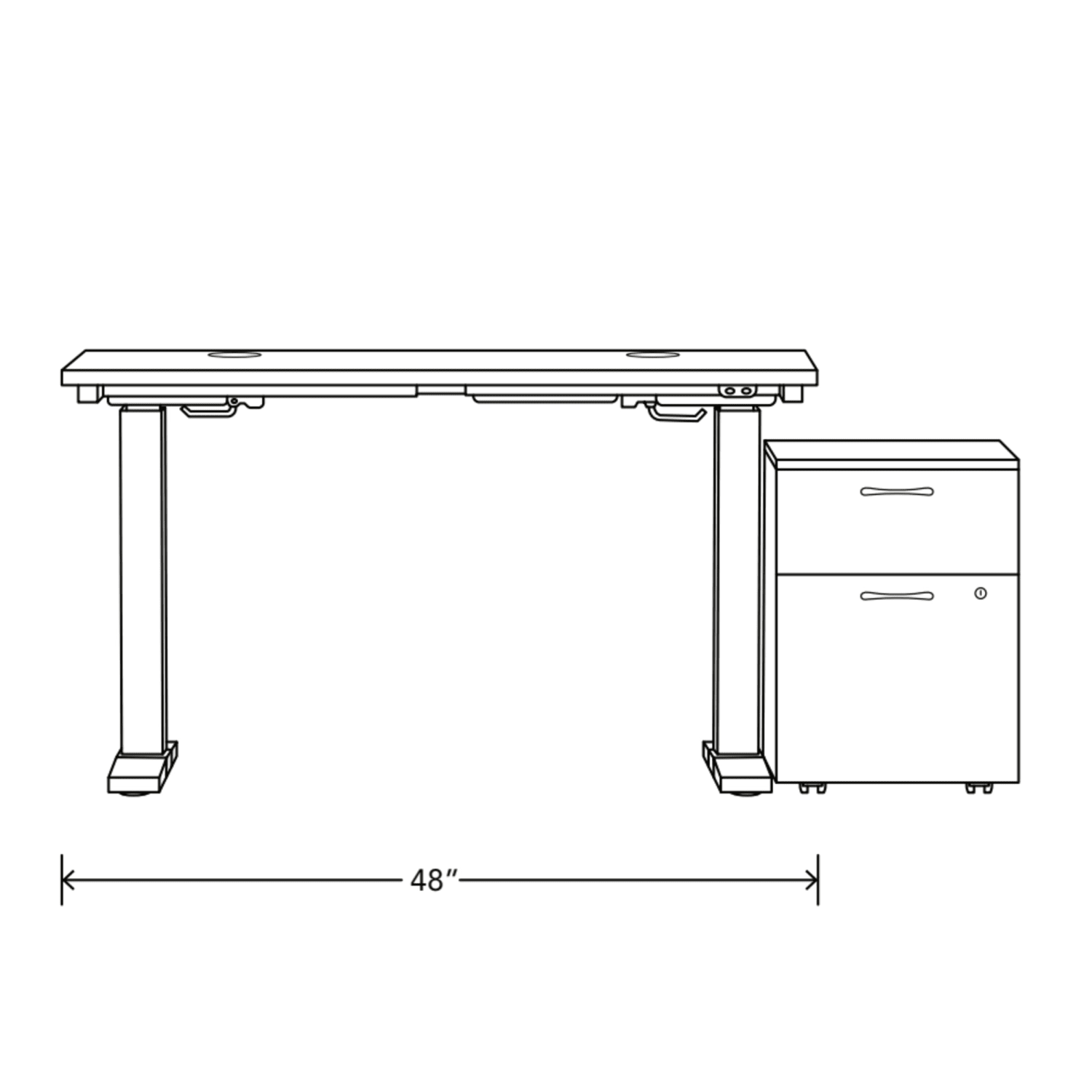 HON Mod Height-Adjustable Desk With Mobile Storage, Desert Oak/Silver - Image 3