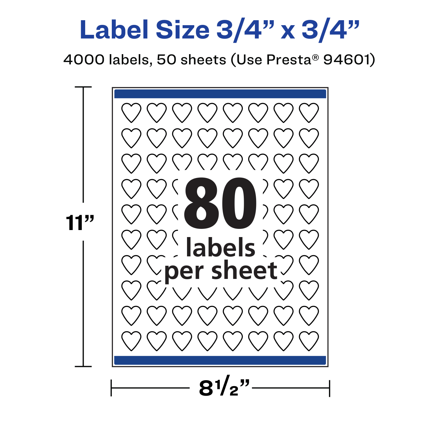 Avery Removable Labels With Sure Feed, 94601-RMP50, Heart, 3/4in x 3/4in, White, Pack Of 4,000 Labels - Image 6
