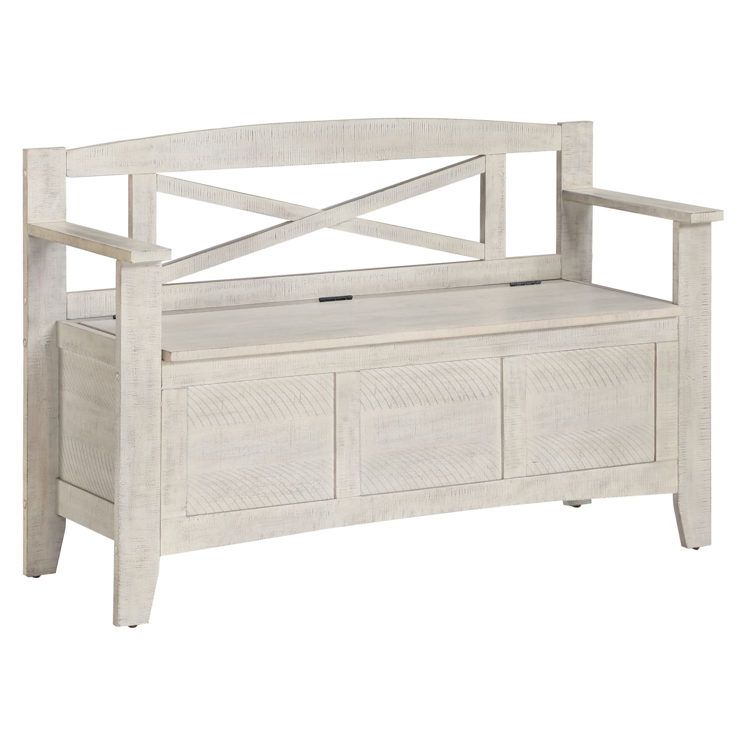 Office Star Metro Wood Bench, 30-1/4inH x 44-1/2inW x 16-3/4inD, Distressed White