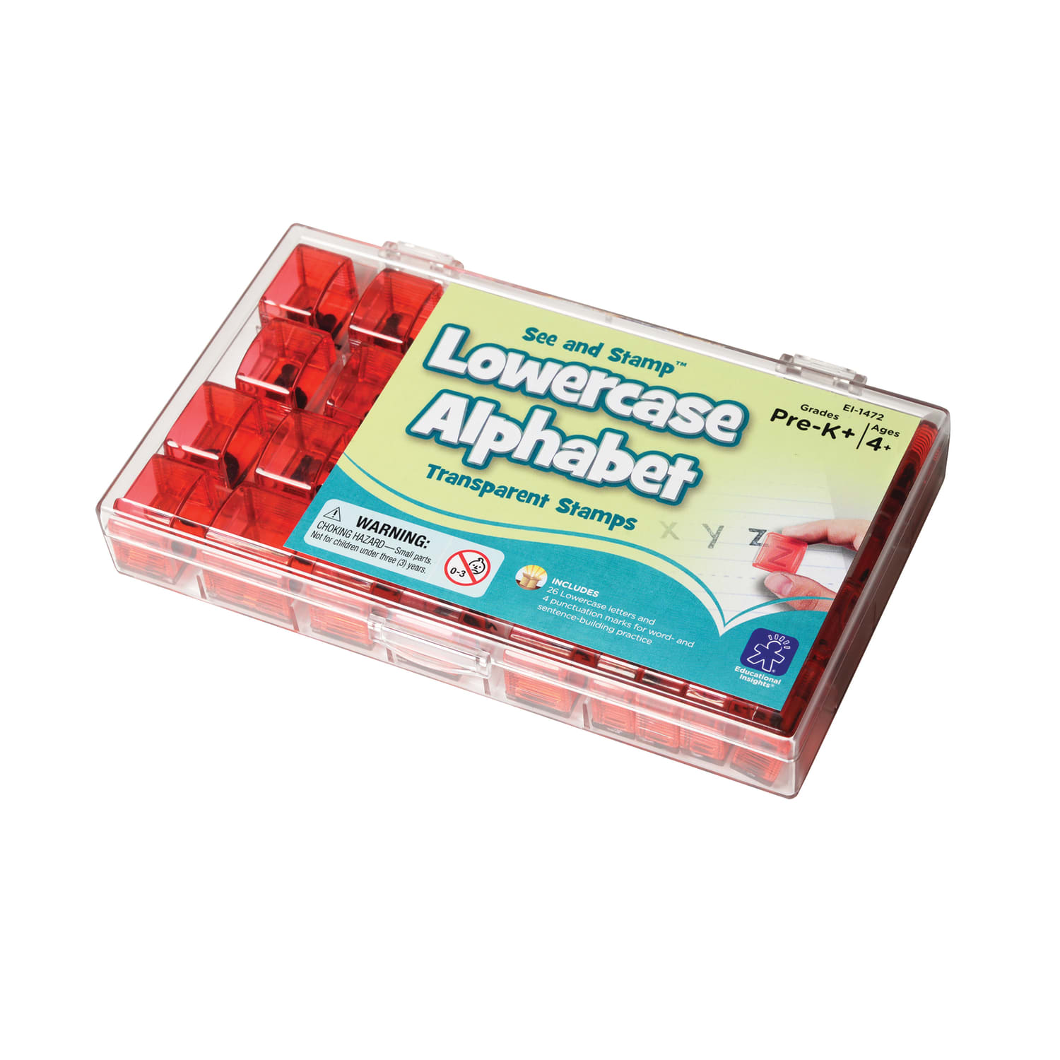 Educational Insights Lowercase Alphabet Stamps, 5/8in, Red, Set Of 30, 2 Sets