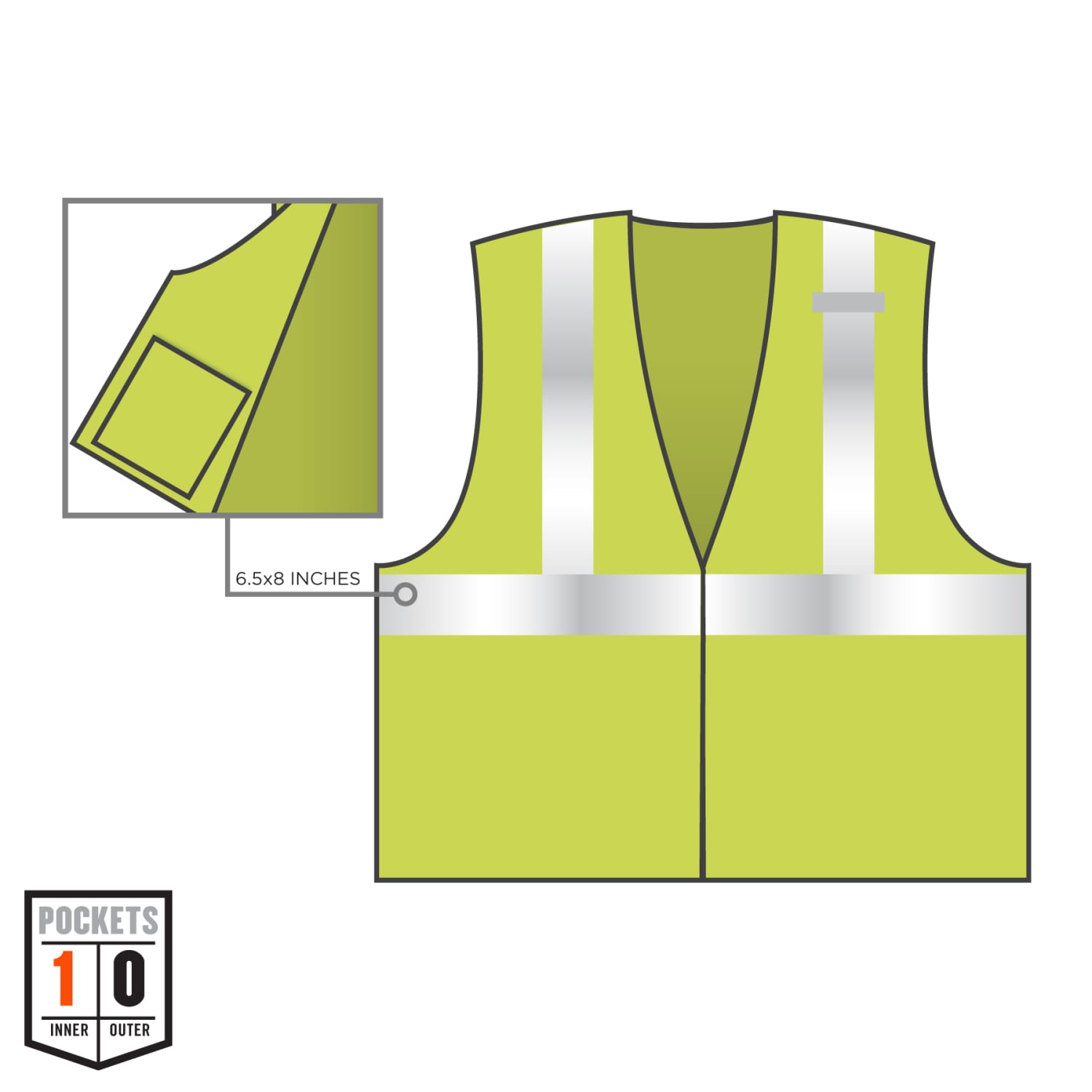 Ergodyne GloWear Breakaway Mesh Hi-Vis Type-R Class 2 Safety Vest, Medium, Lime - Image 6