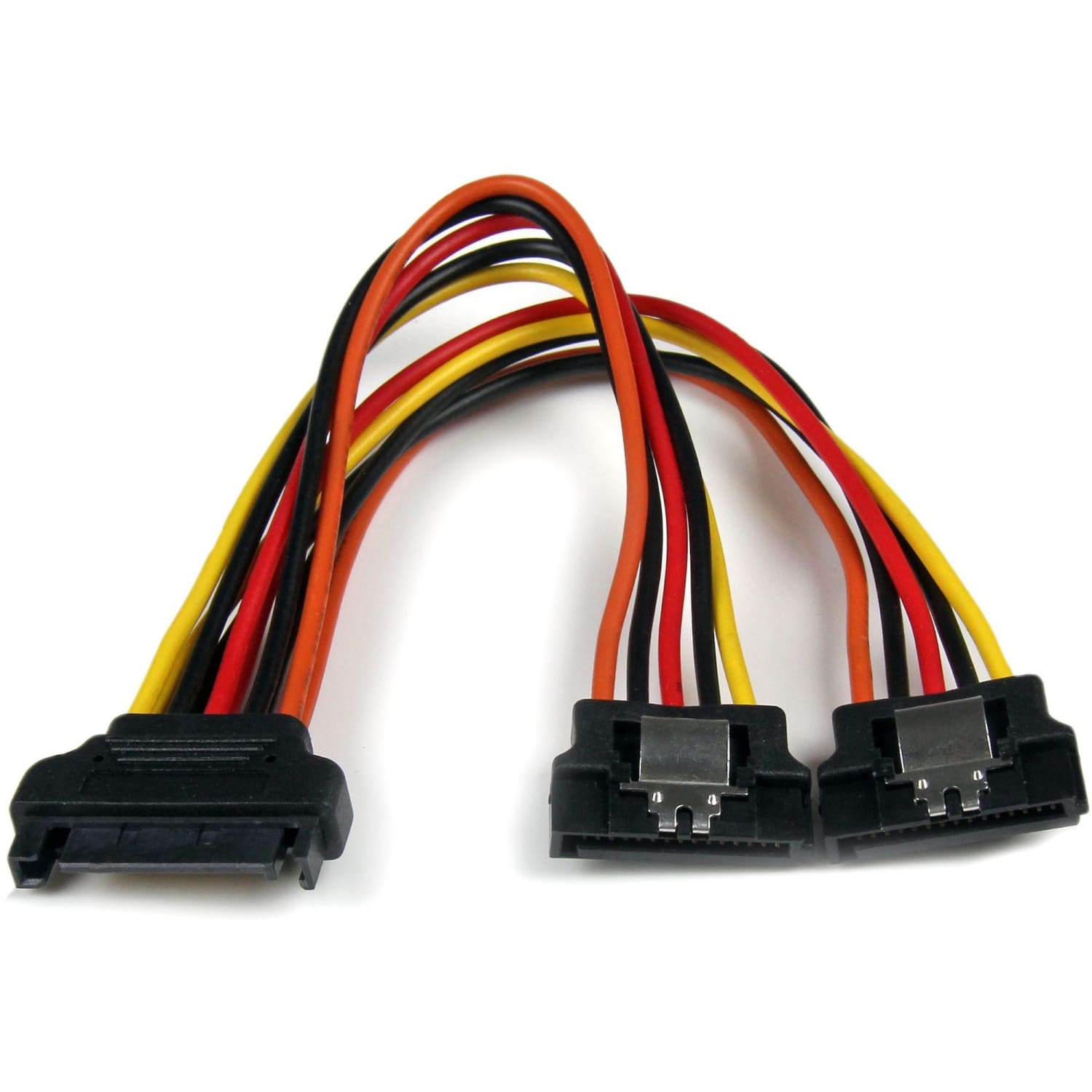 StarTech.com 6in Latching SATA Power Y Splitter Cable Adapter - M/F - Add an extra SATA power outlet to your PC Power Supply - PYO2LSATA