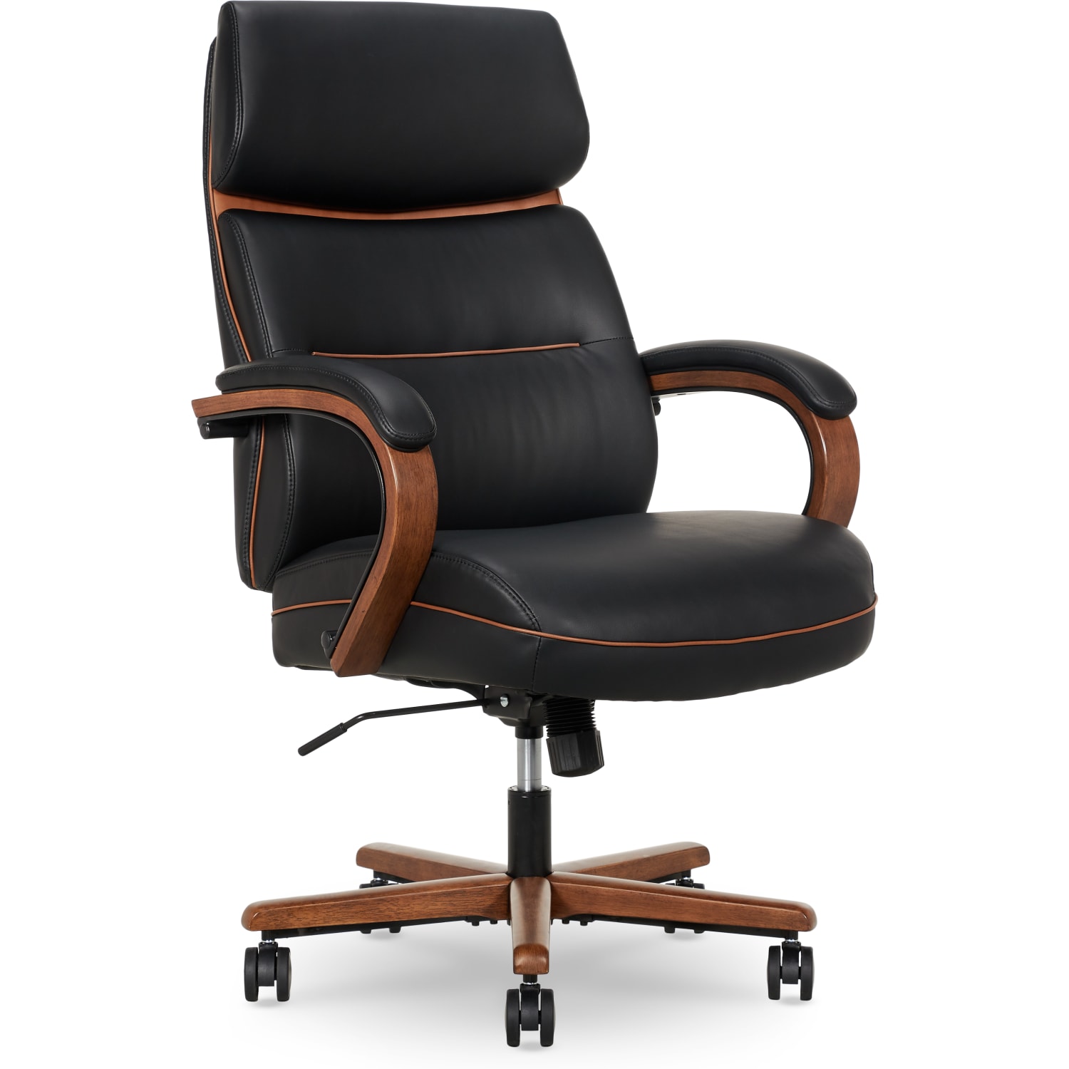 Finch Neo Two Ergonomic Vegan Leather Mid-Back Executive Office Chair, Black/Cognac - Image 3