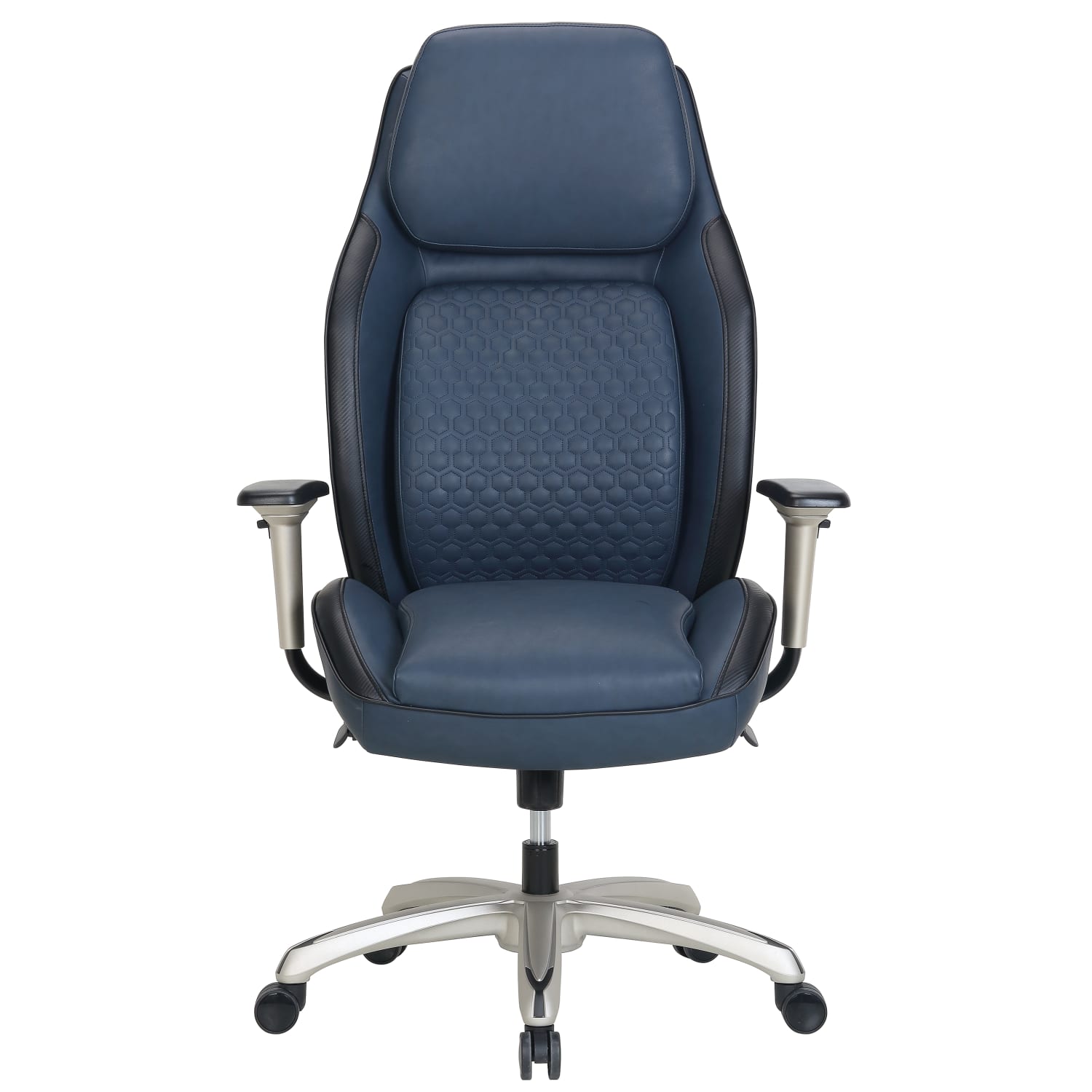 Shaquille O-Neal Zephyrus Ergonomic Bonded Leather High-Back Executive Chair, Navy/Silver - Image 3