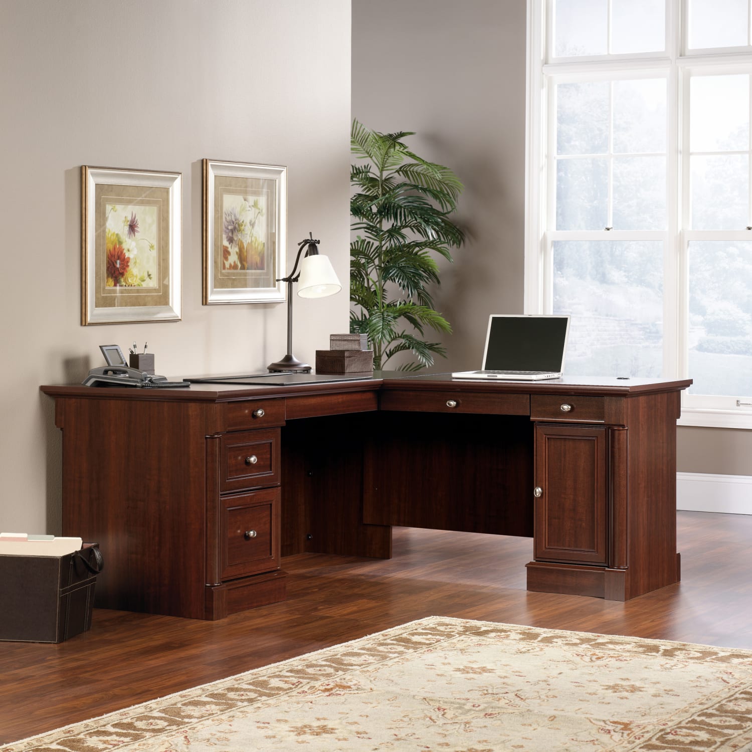 Sauder Palladia 66inW L-Shaped Corner Desk, Select Cherry - Image 4