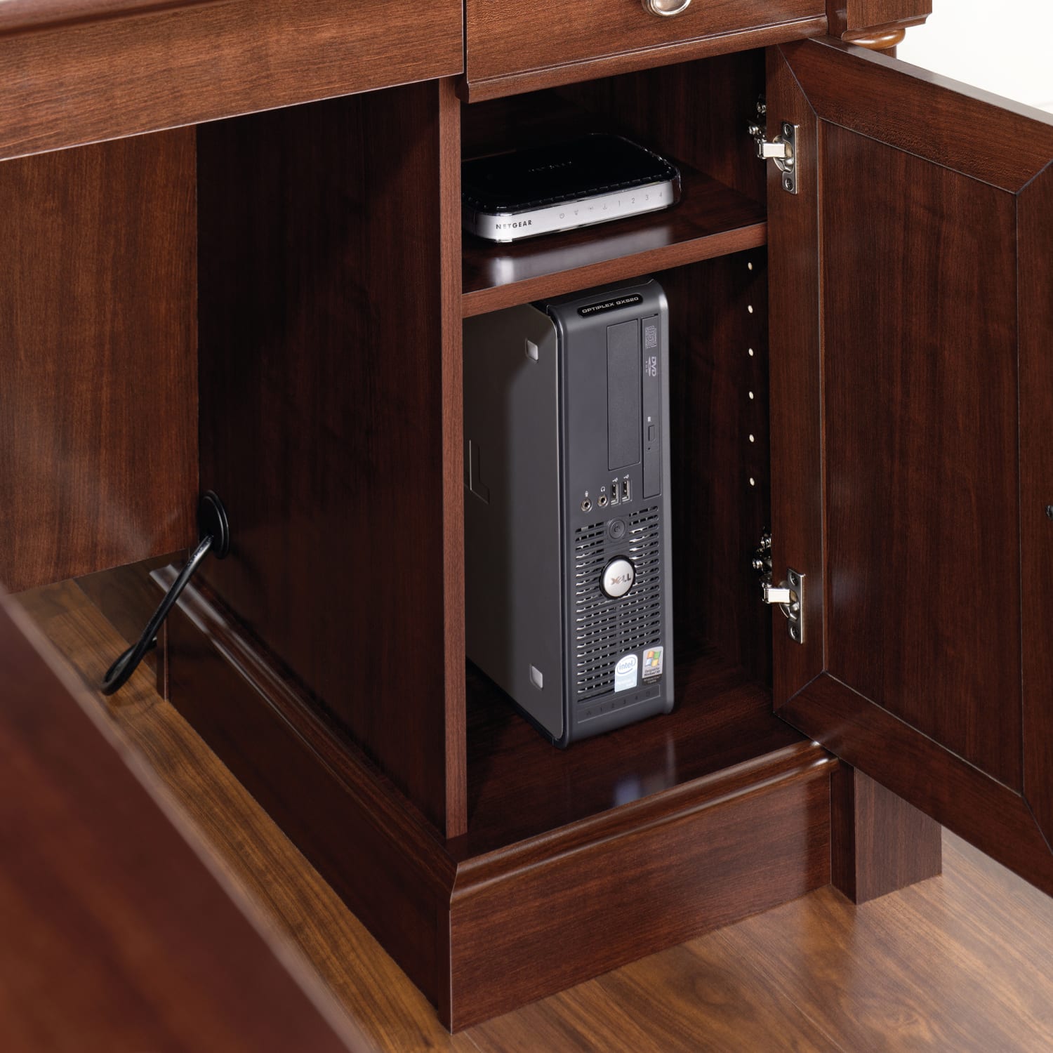Sauder Palladia 66inW L-Shaped Corner Desk, Select Cherry - Image 6