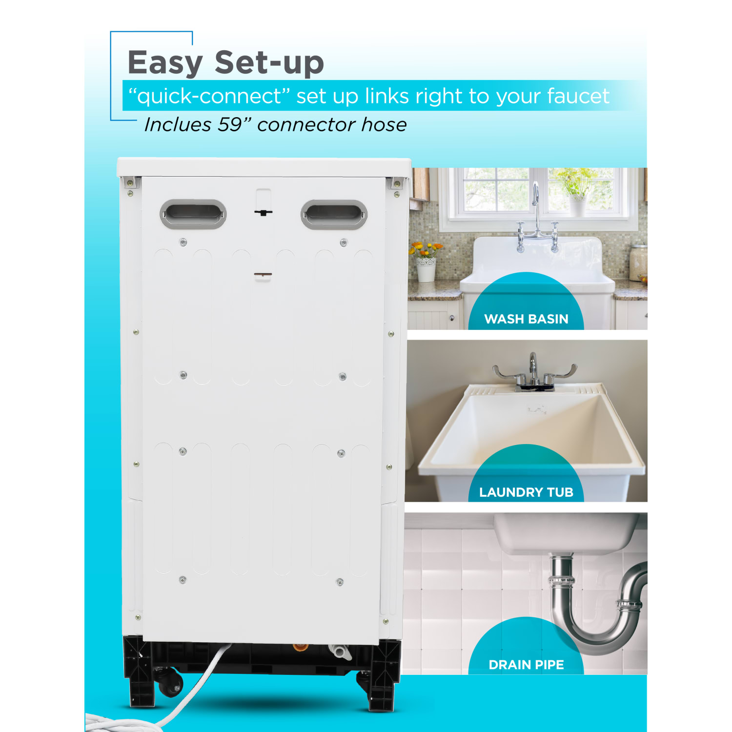 Black+Decker Portable Dishwasher, 35-11/16inH x 17-11/16inW x 23-5/8inD, White - Image 4