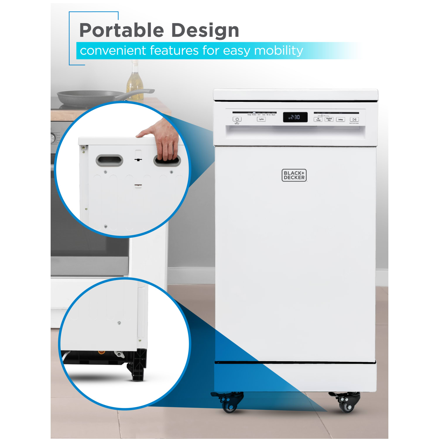 Black+Decker Portable Dishwasher, 35-11/16inH x 17-11/16inW x 23-5/8inD, White - Image 5
