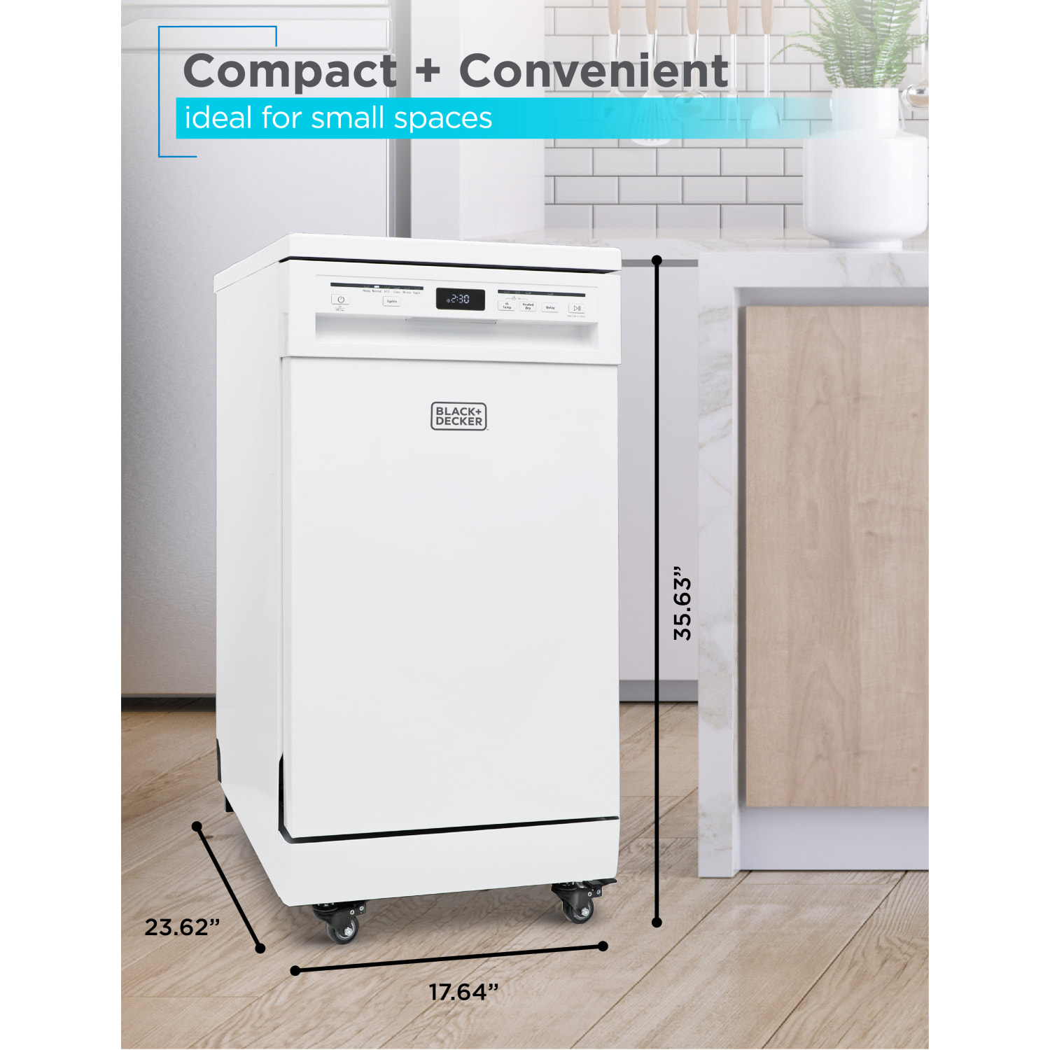Black+Decker Portable Dishwasher, 35-11/16inH x 17-11/16inW x 23-5/8inD, White - Image 6