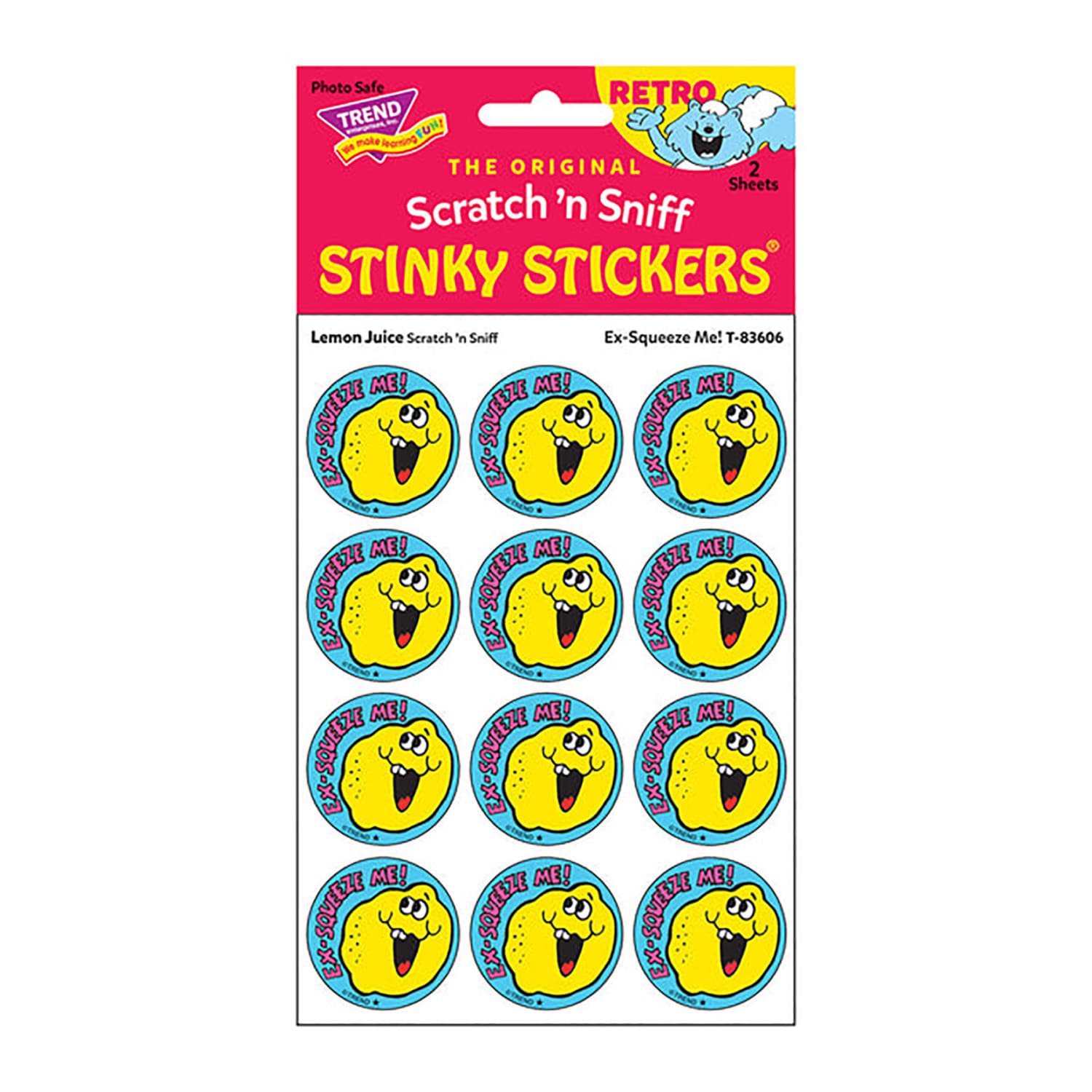 Trend Retro Scratch N Sniff Stinky Stickers, Ex-Squeeze Me!/Lemon Juice, 24 Stickers Per Pack, Set Of 6 Packs - Image 3