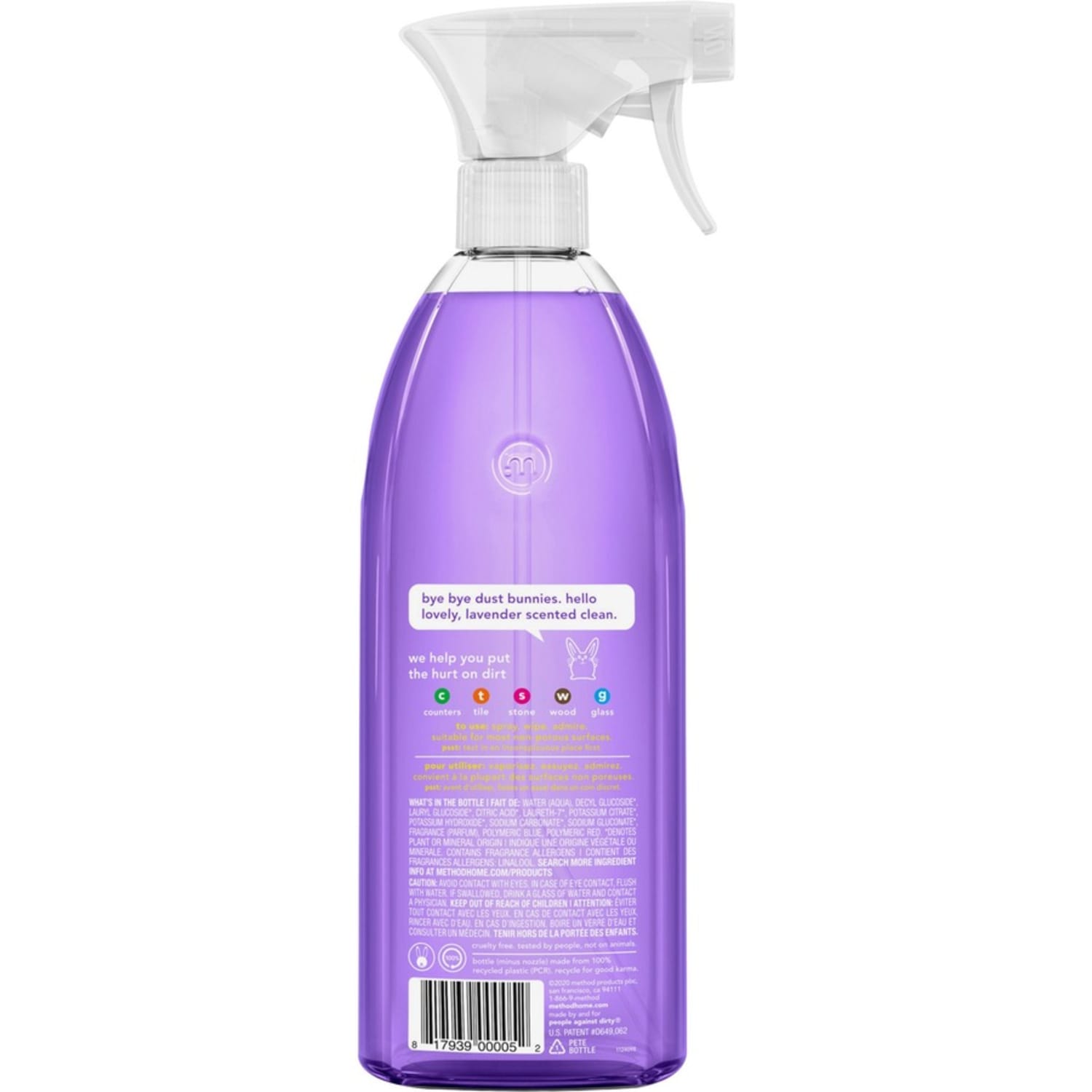 Method All-Purpose Cleaner - 28 fl oz (0.9 quart) - Fresh, French Lavender Scent - Non-toxic - Lavender - 8 / Carton - Image 4