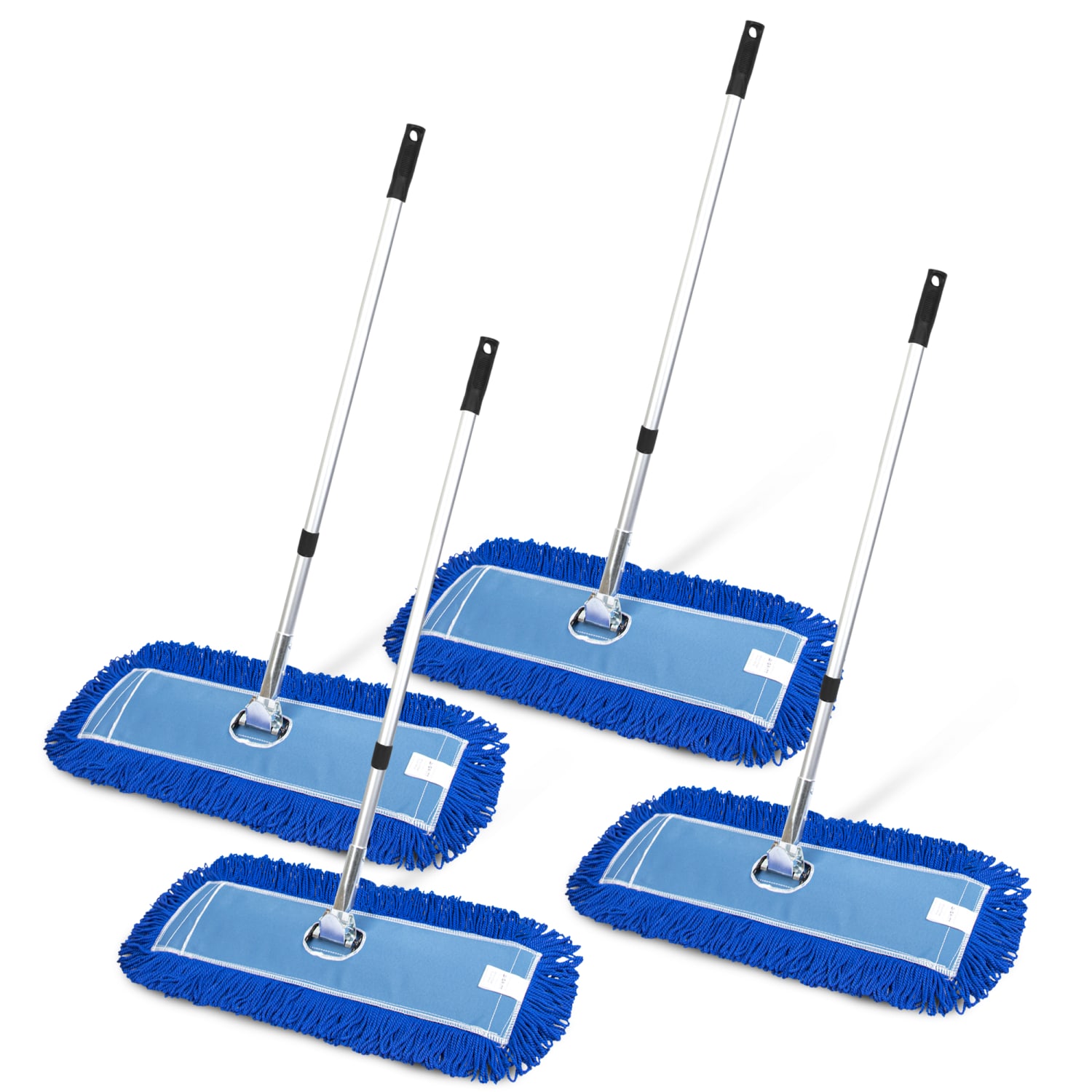 Gritt Commercial All-In-One Microfiber Dust Mop Sets With 72in Telescopic Handle, 24in, Blue/Silver, Pack Of 4 Sets - Image 3