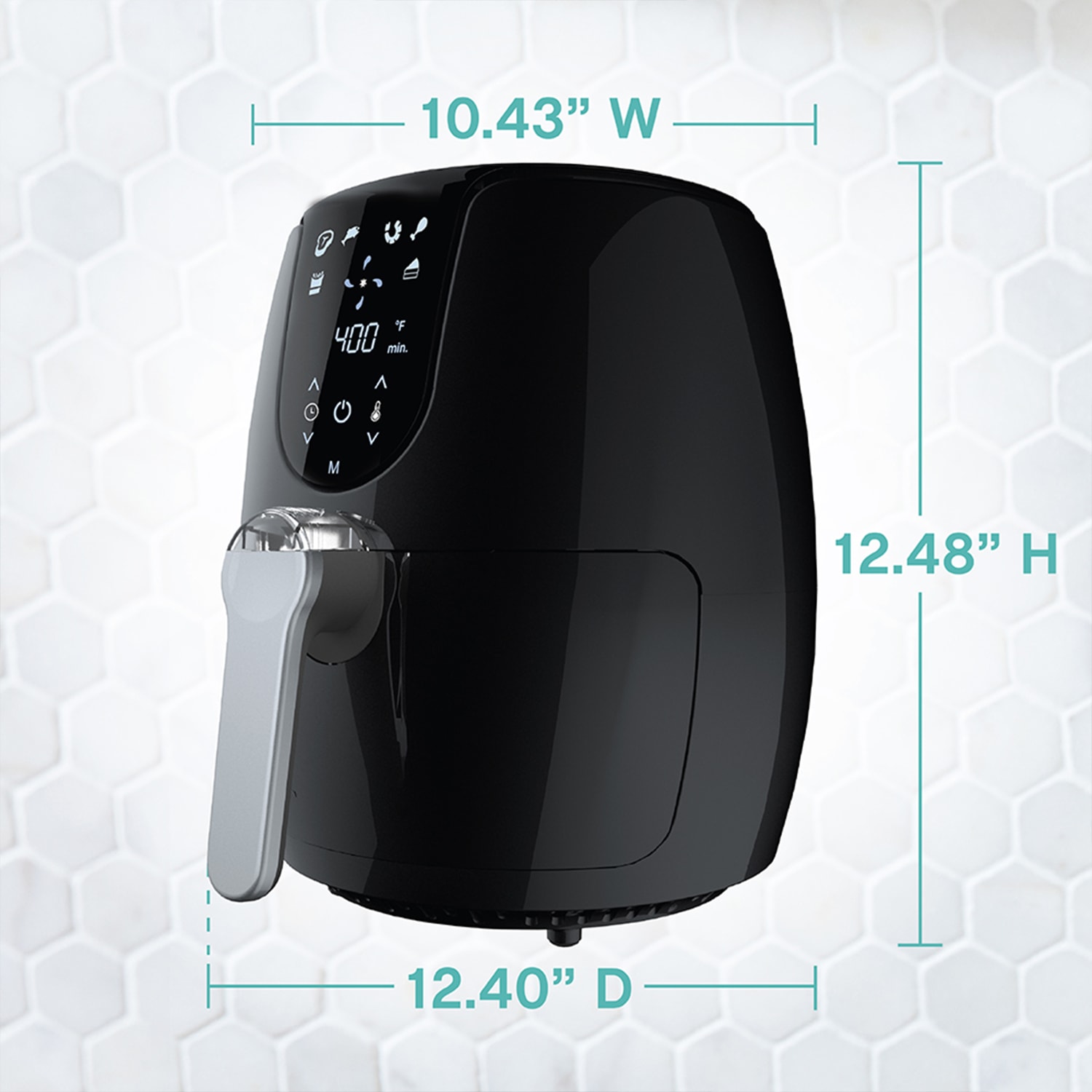 West Bend 3.7-Quart Air Fryer, 10-7/16in x 12-1/2in x 12-7/16in, Black - Image 5