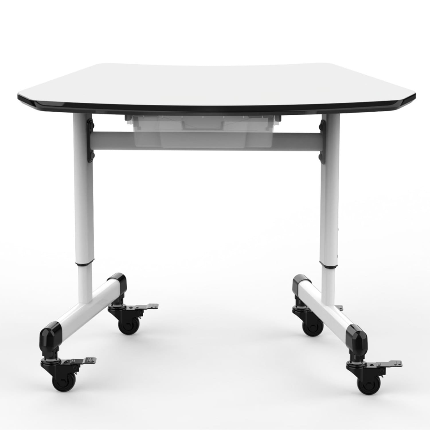 Luxor MBS 29inW Height-Adjustable Trapezoid Student Desk With Drawer, White/Gray - Image 3