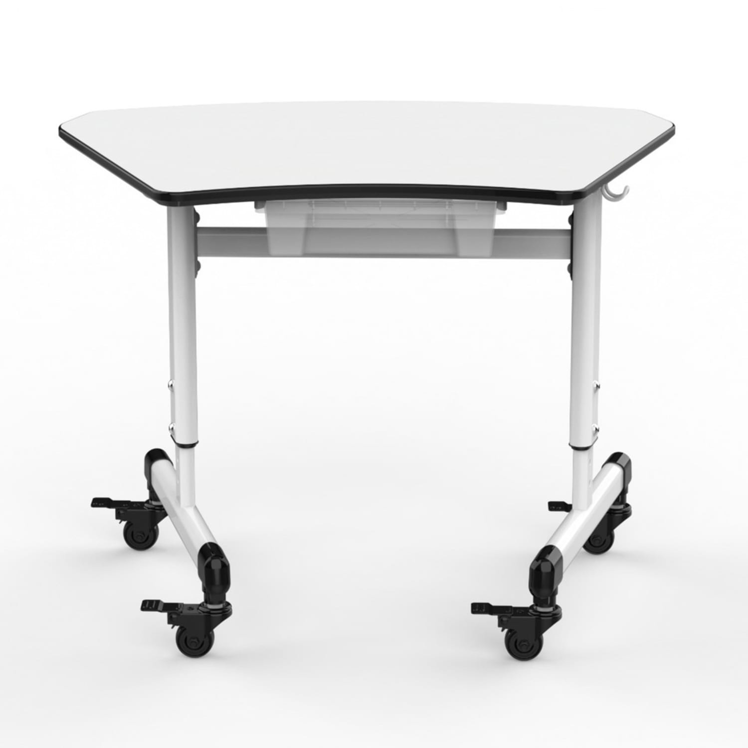 Luxor MBS 29inW Height-Adjustable Trapezoid Student Desk With Drawer, White/Gray - Image 4
