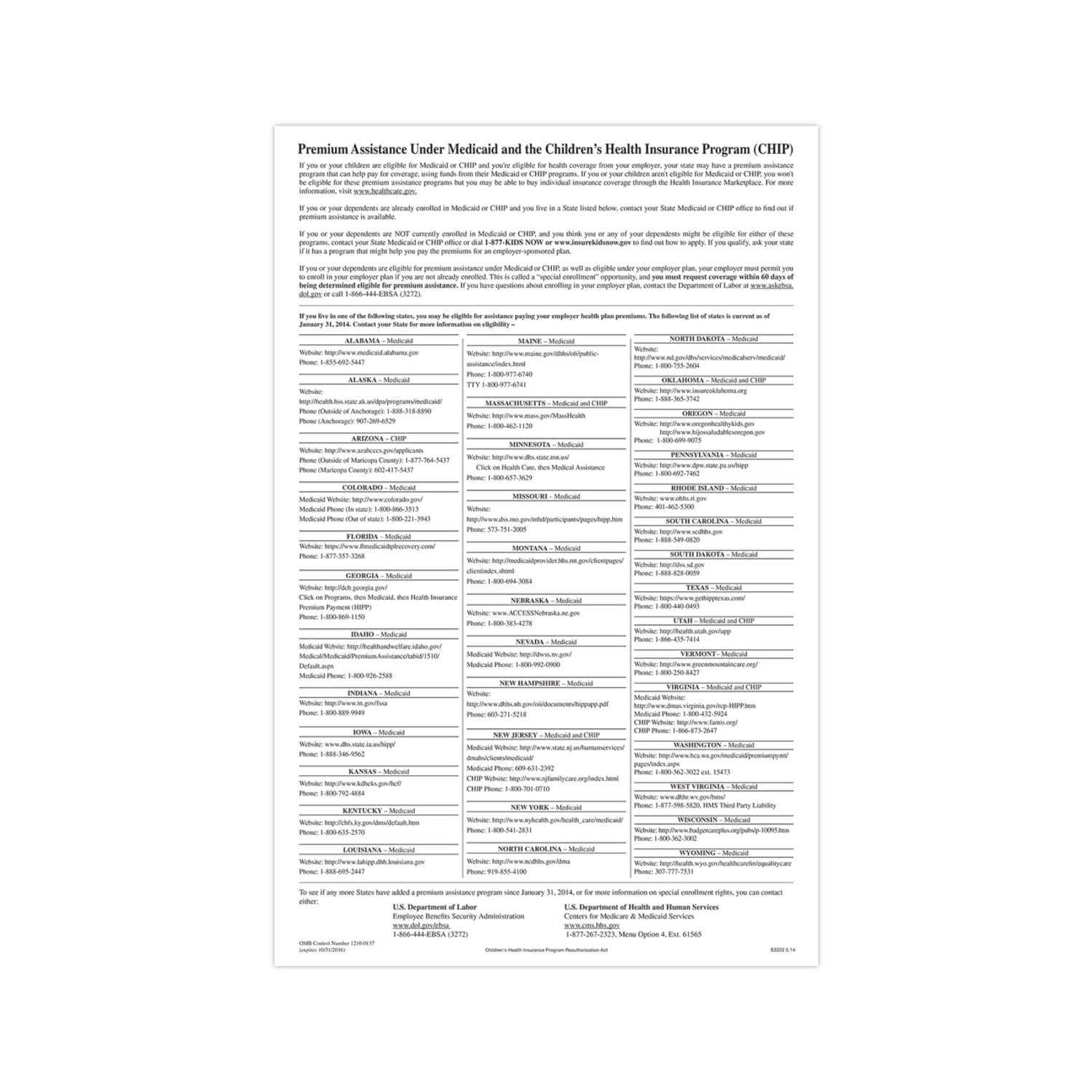ComplyRight Federal Specialty Posters, Medicaid And Childrens Health Insurance, English, 11in x 17in