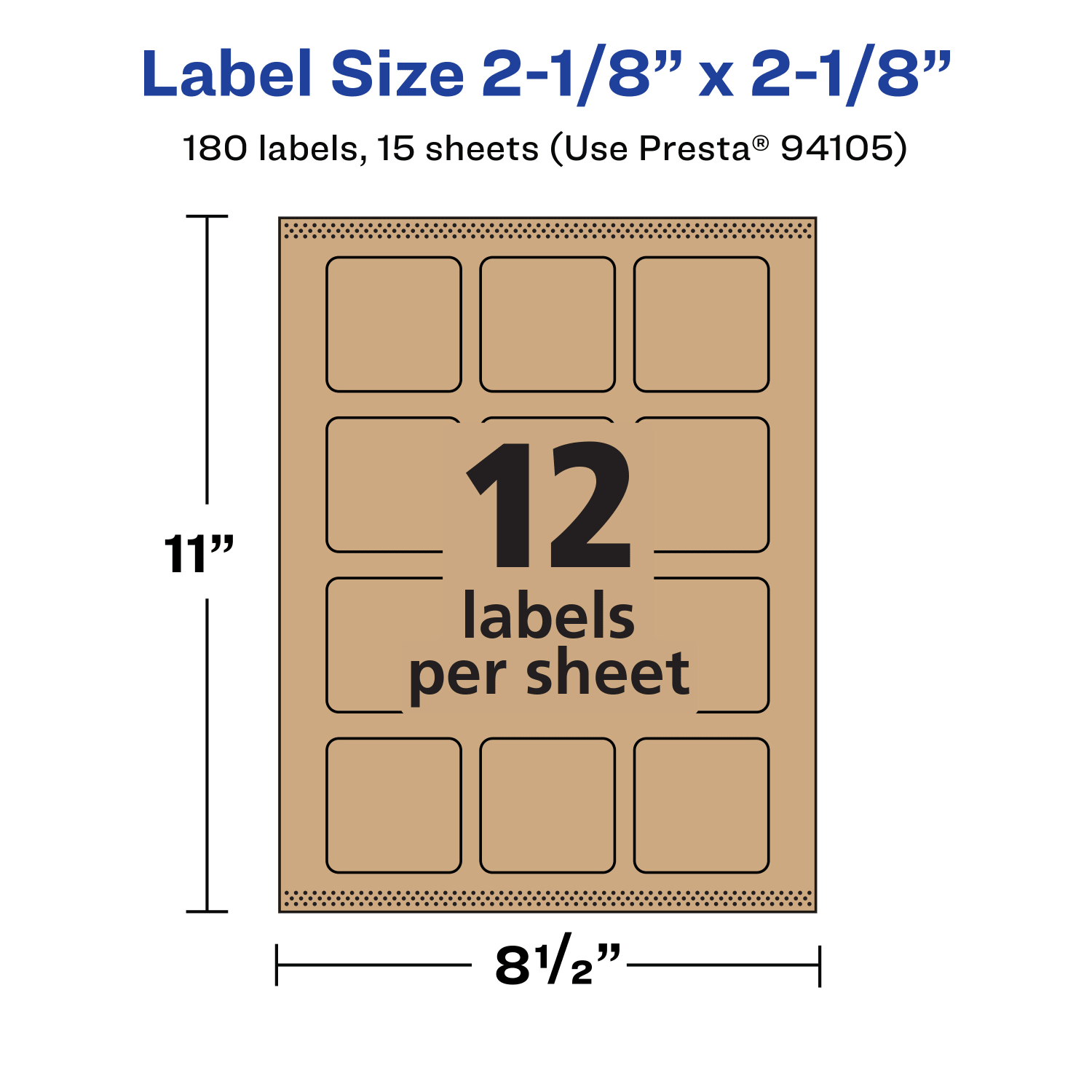 Avery Kraft Permanent Labels With Sure Feed, 94105-KMP15, Square, 2-1/8in x 2-1/8in, Brown, Pack Of 180 - Image 6