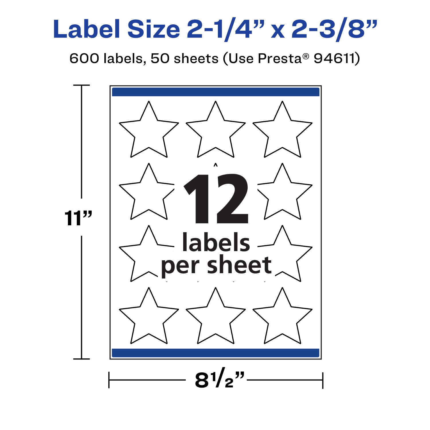 Avery Removable Labels With Sure Feed, 94611-RMP50, Star, 2-1/4in x 2-3/8in, White, Pack Of 600 Labels - Image 6
