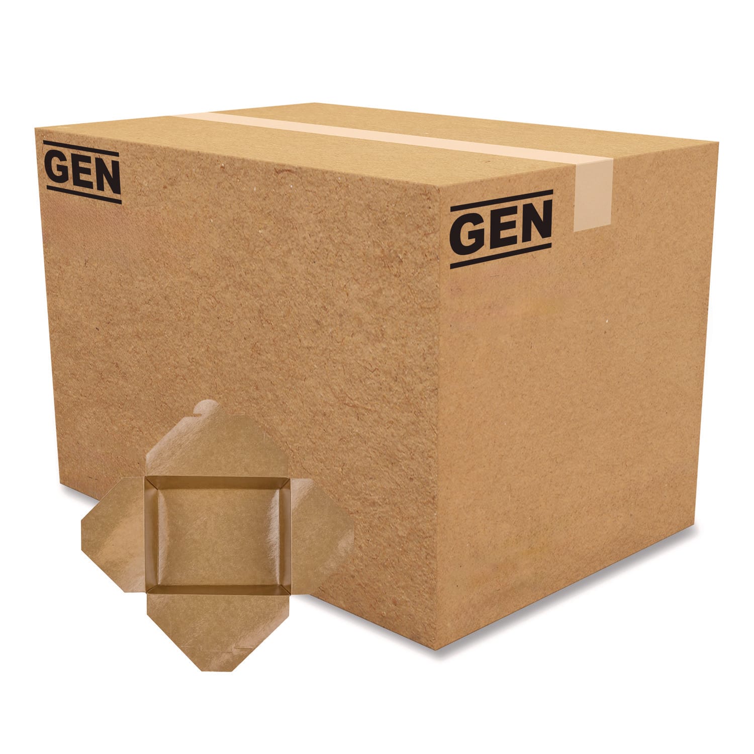 GEN Reclosable Paper Kraft Take-Out Boxes, 54 Oz 1-13/16inH x 8-9/16inW x 6-5/16inD, Brown, Pack Of 200 Boxes