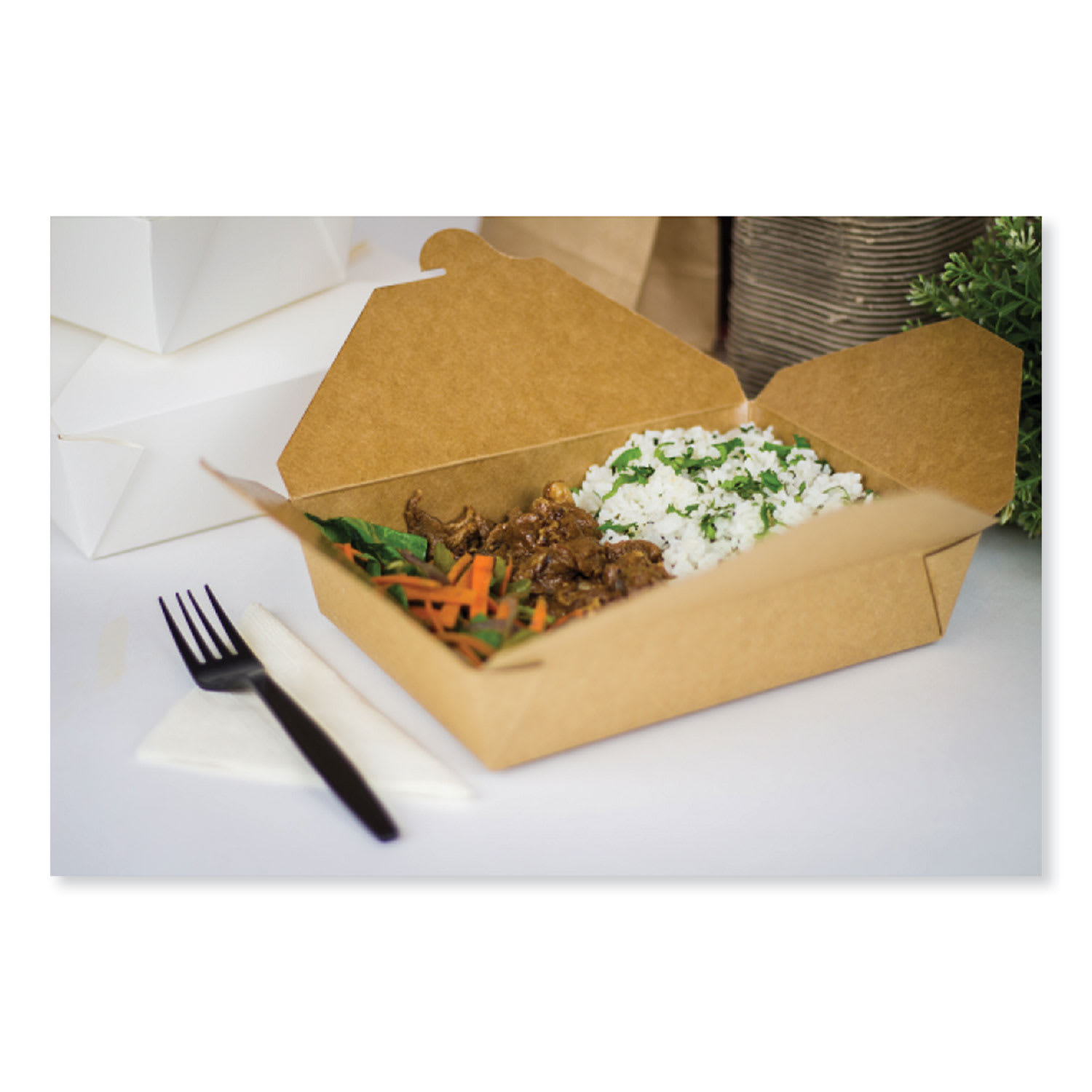 GEN Reclosable Paper Kraft Take-Out Boxes, 54 Oz 1-13/16inH x 8-9/16inW x 6-5/16inD, Brown, Pack Of 200 Boxes - Image 5