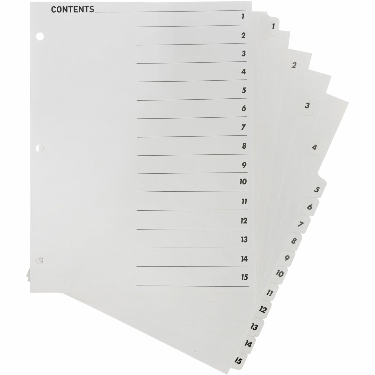 Sparco Quick Index Dividers With Table Of Contents Page, 1-15, White - Image 3