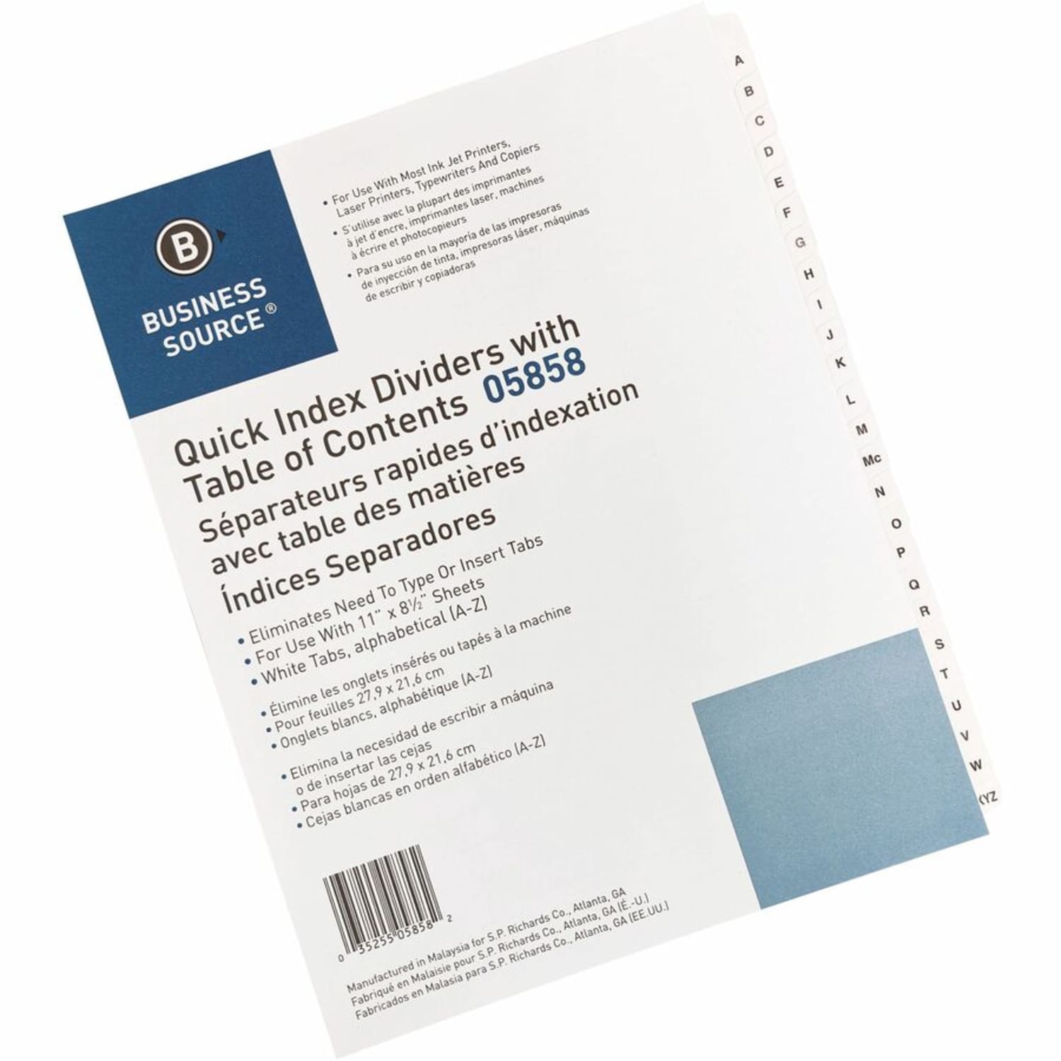 Sparco A-Z Quick Index Dividers With Contents Page, A-Z, White - Image 5