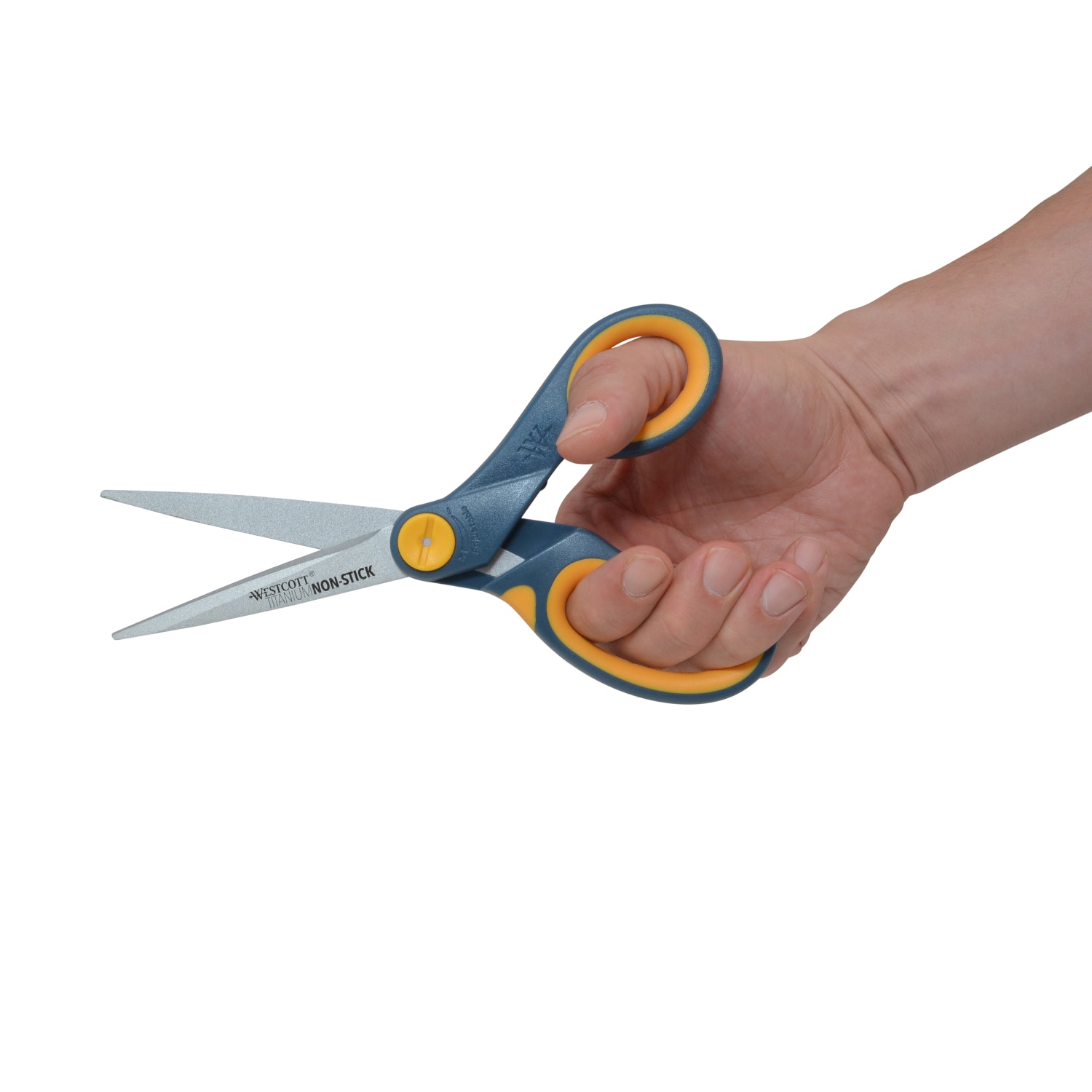 Westcott Titanium Bonded Non-Stick Scissors, 8in, Straight, Gray/Yellow - Image 5
