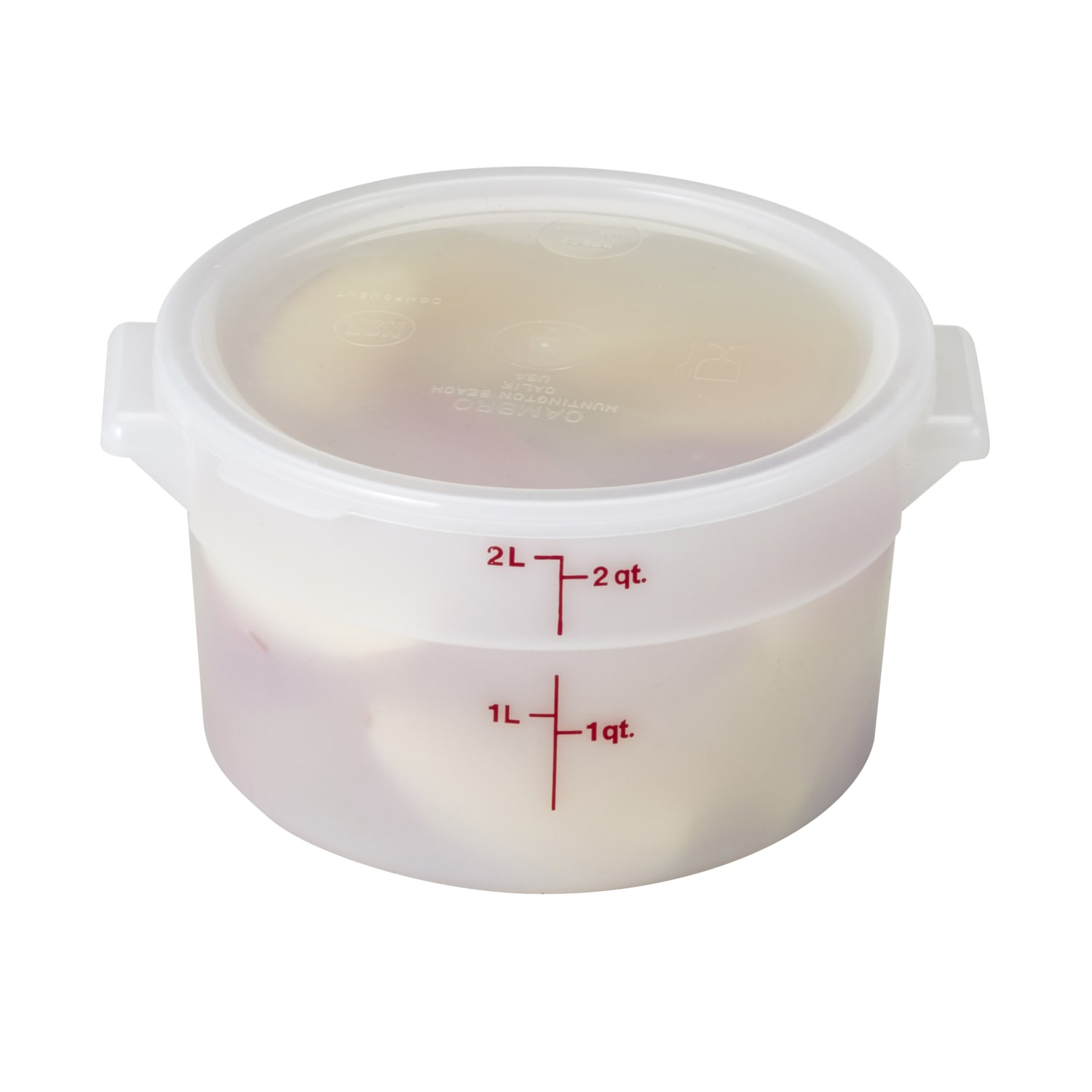 Cambro Poly Round Lids For 2 - 4 Qt Containers, White, Pack Of 12 Lids - Image 3