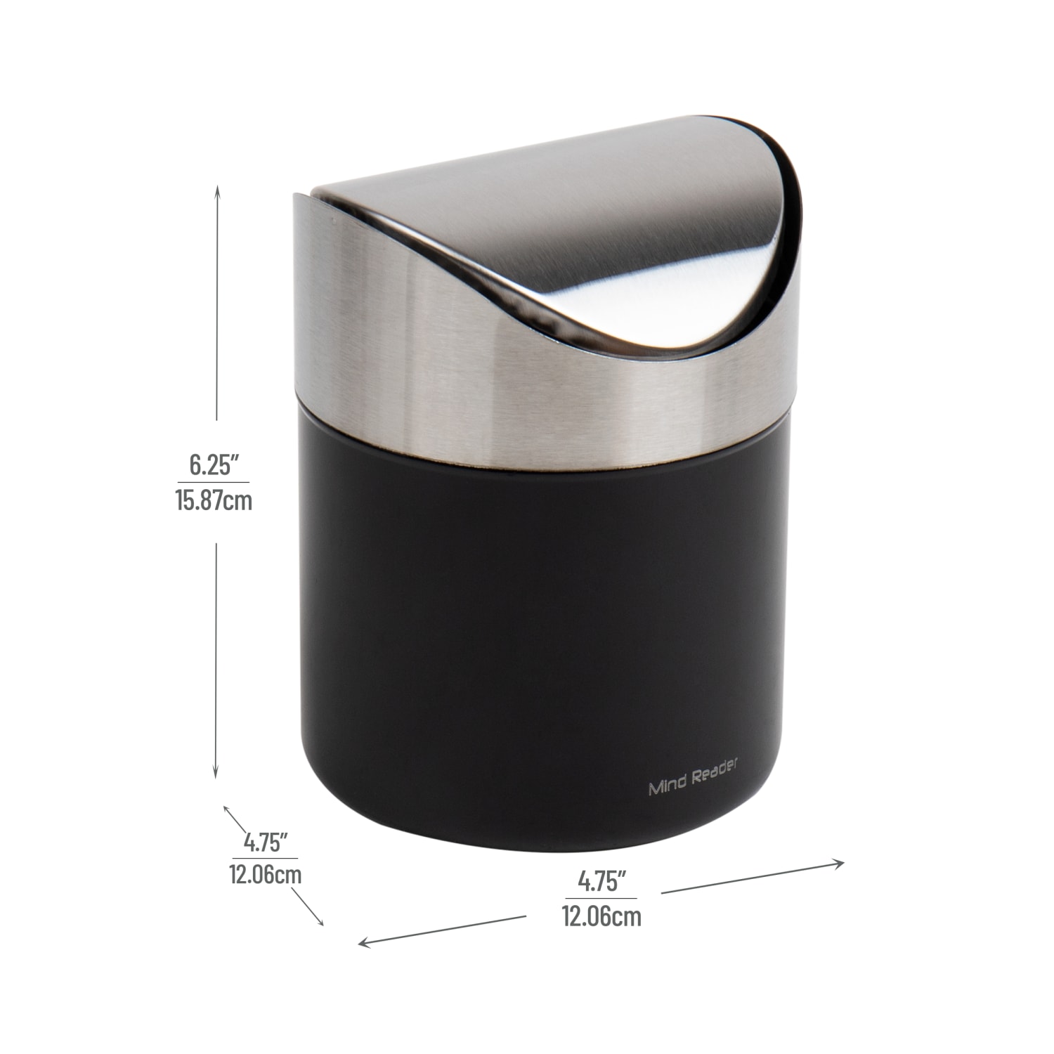 Mind Reader Mini Countertop Trash Can, 1.5 Liter/0.40 Gallon Capacity, Black, Set of 2 - Image 4