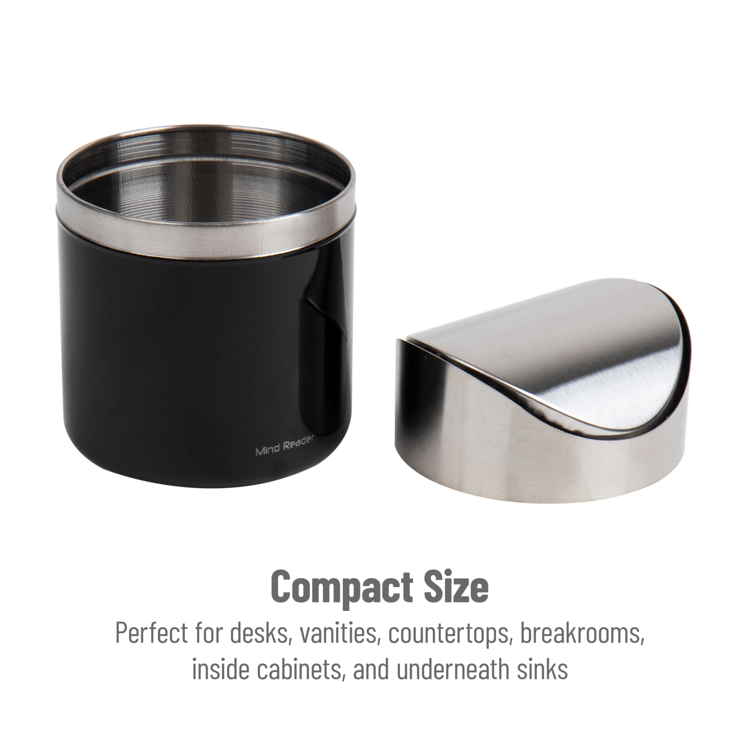 Mind Reader Mini Countertop Trash Can, 1.5 Liter/0.40 Gallon Capacity, Black, Set of 2 - Image 6