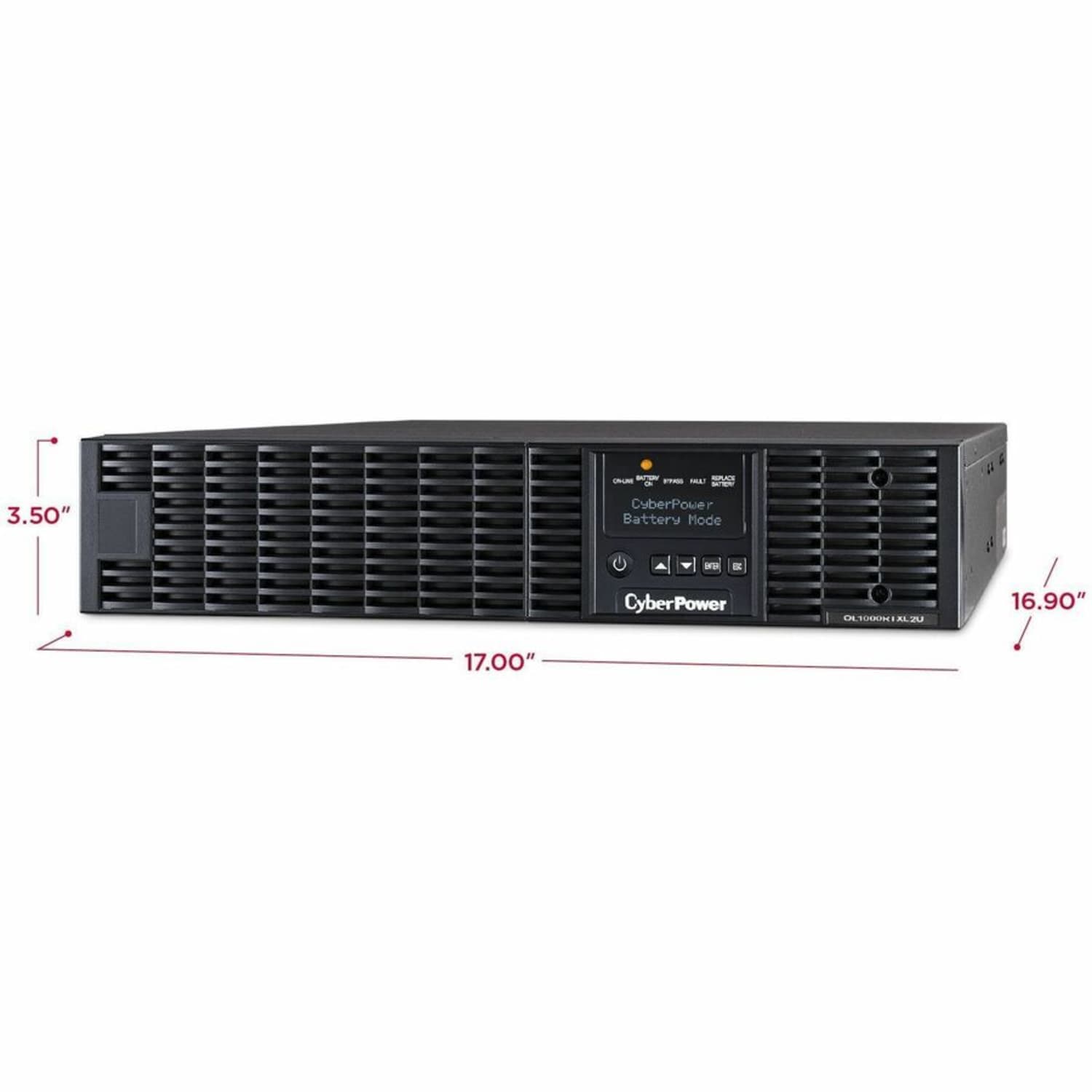 CyberPower OL1000RTXL2U Smart App Online UPS Systems - 1000VA/900W, 100 - 125 VAC, NEMA 5-15P, 2U, Rack/Tower, Sine Wave, 8 Outlets, LCD- OL1000RTXL2U - Image 3