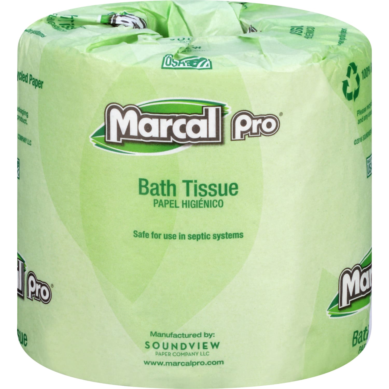 Marcal PRO 2-Ply Septic Safe Bathroom Tissue, 100% Recycled, White, 240 Sheets per Roll, Case of 48 Rolls - Image 3