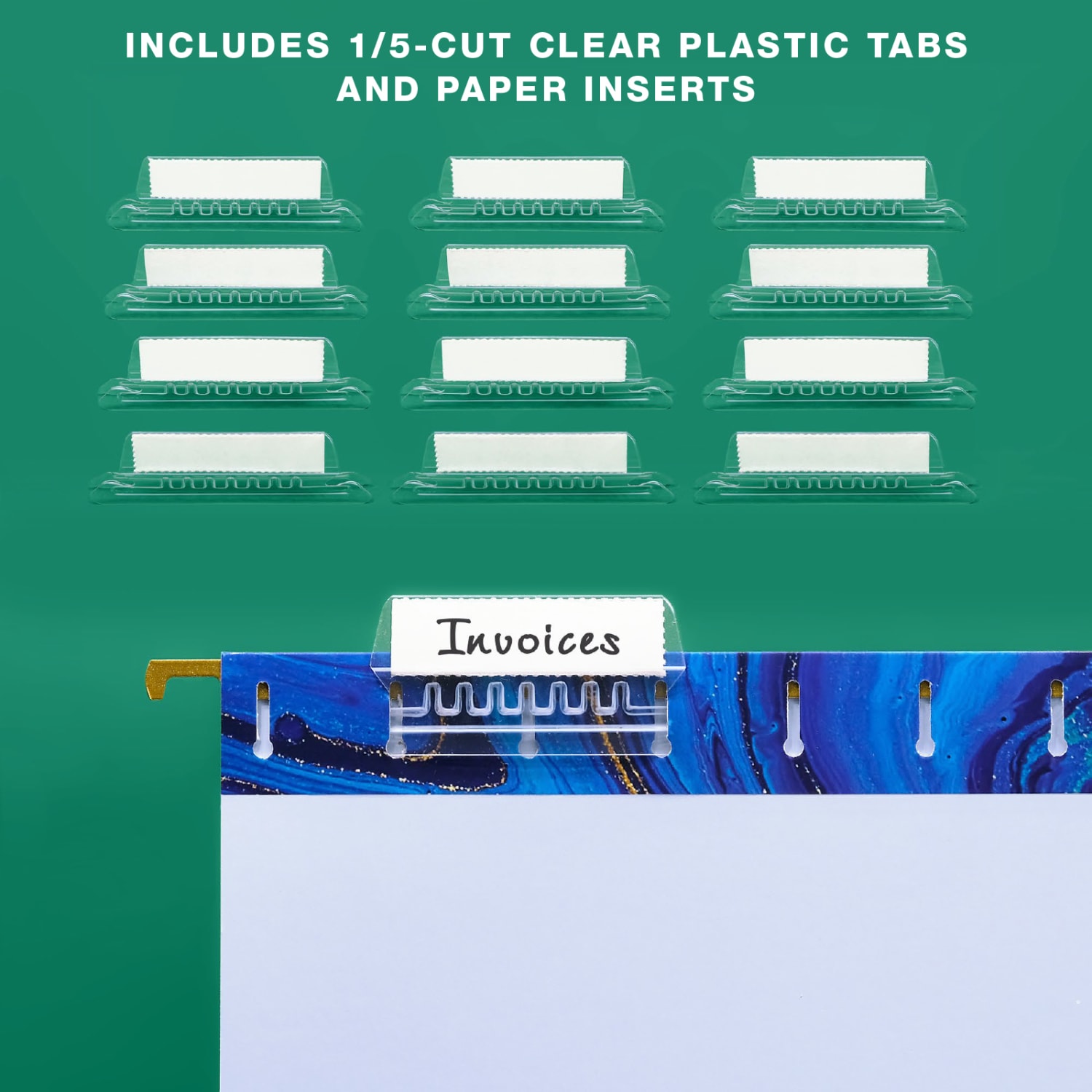 Global Deluxe Designer Printed Hanging File Folders, 1/5 Cut, Letter Size, Assorted Marble, Pack Of 12 Folders - Image 4