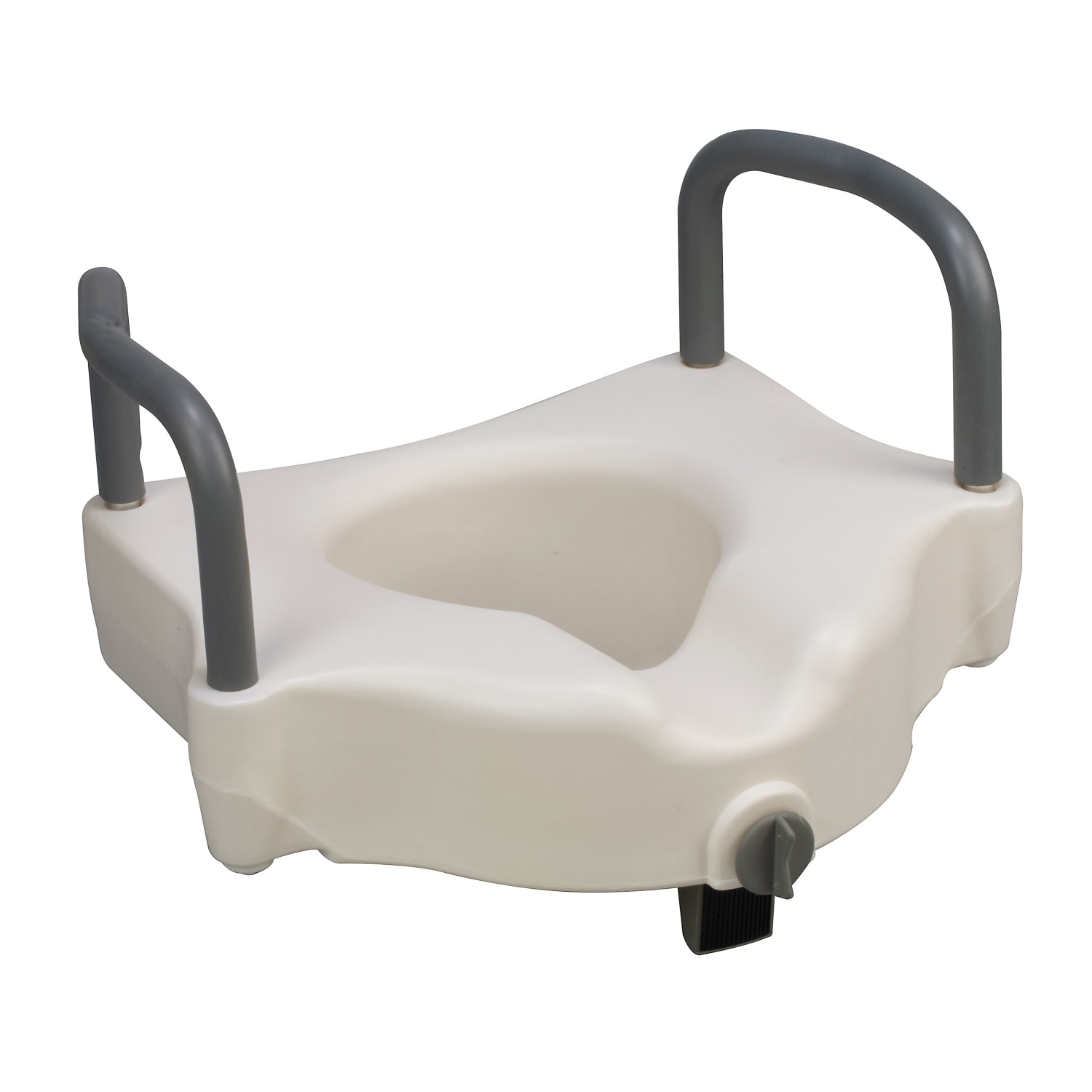 DMI Hi-Riser Elevated Locking Raised Toilet Seat With Armrests, 5inH x 18inW x 16inD, White - Image 4