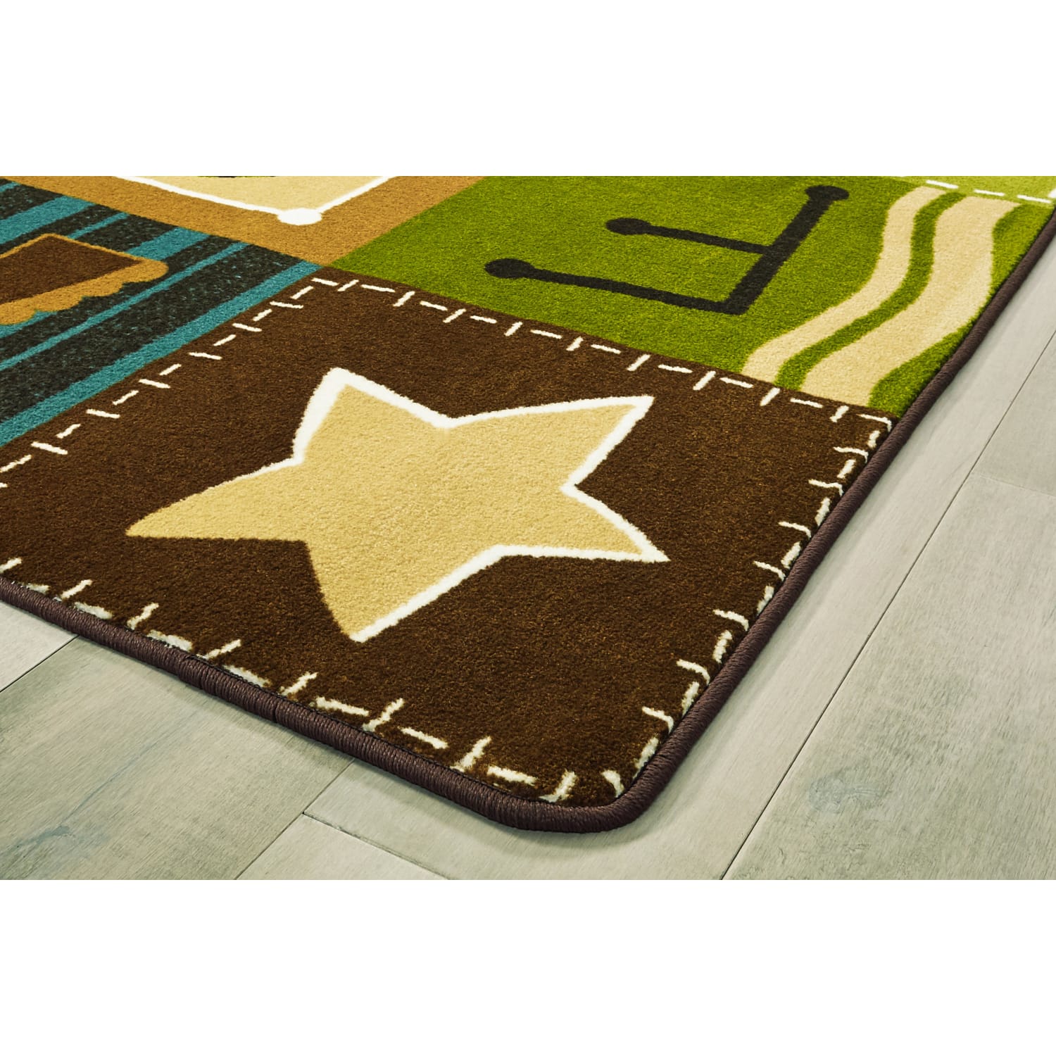 Carpets for Kids KIDSoft Alphabet Blocks Seating Rug, 6ft x 9ft, Brown - Image 3