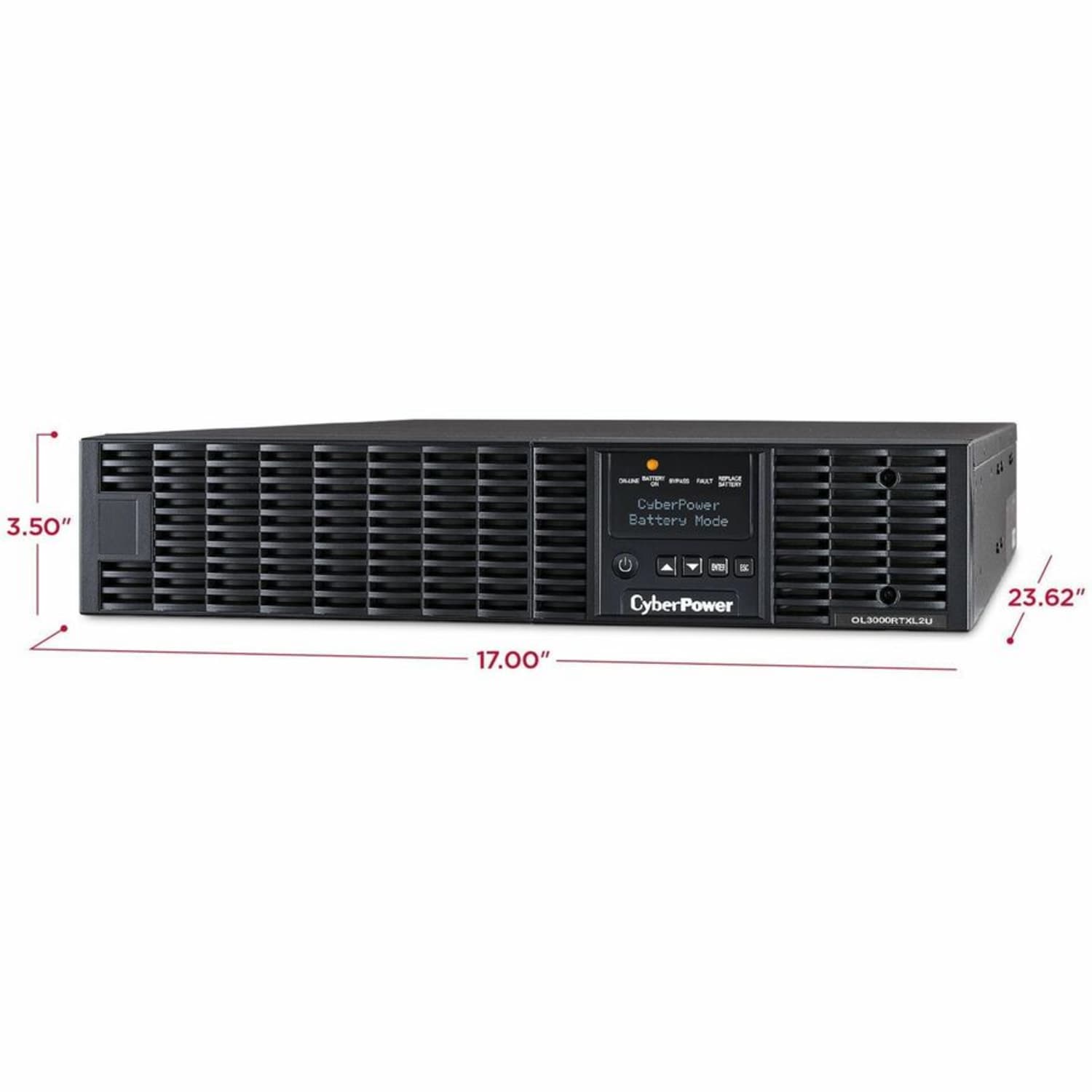 CyberPower OL3000RTXL2U Smart App Online UPS Systems - 3000VA/2700W, 100 - 125 VAC, NEMA L5-30P, 2U, Rack/Tower, 7 Outlets, LCD- OL3000RTXL2U - Image 4