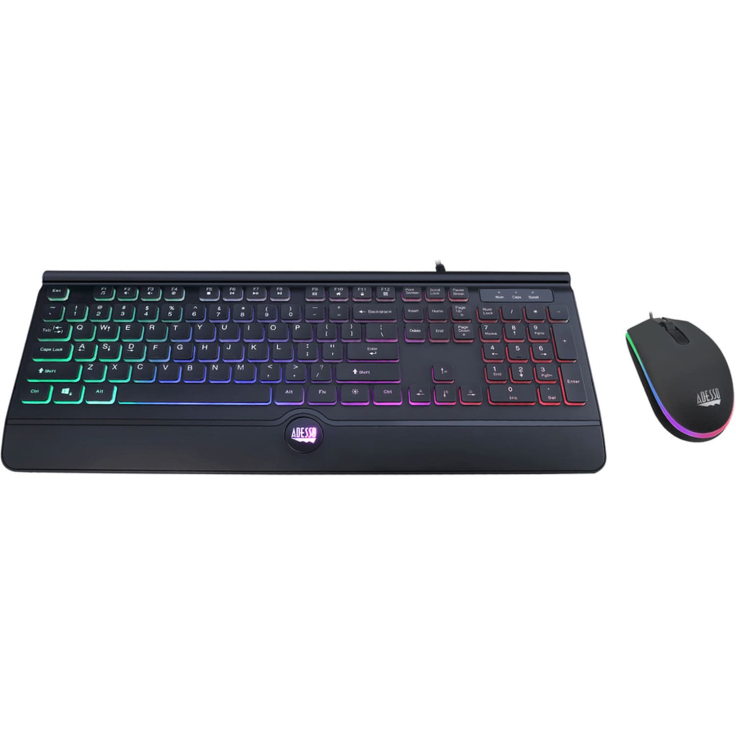 Adesso EasyTouch 137CB Illuminated Gaming Keyboard & Mouse Combo - USB Cable - 104 Key - English (US) - Black - USB Cable Mouse - Optical - 1000 dpi - Black - Compatible with Windows - Image 4