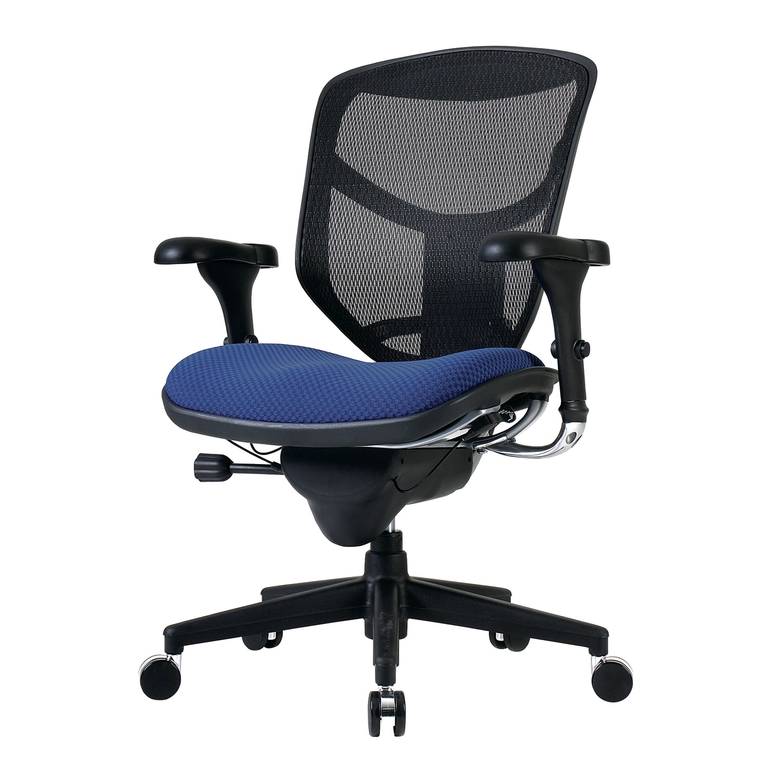 WorkPro Quantum 9000 Series Ergonomic Mesh/Premium Fabric Mid-Back Chair, Black/Royal, BIFMA Compliant - Image 4