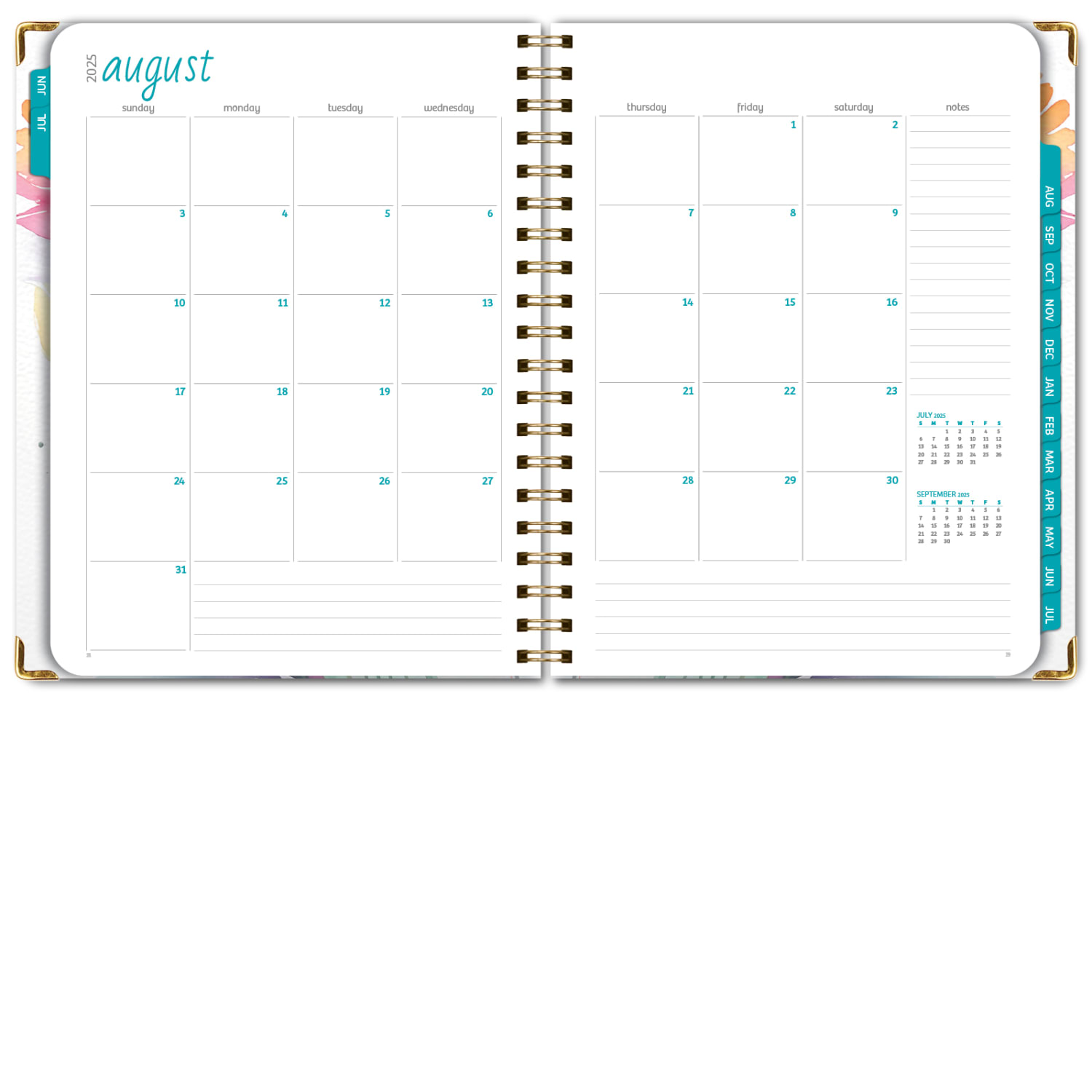 2025-2026 Global Printed Products Hardcover Fashion Daily/Weekly/Monthly Academic Planner, 8-1/2in x 11in, Rainbow Floral, June 2025 To July 2026 - Image 5
