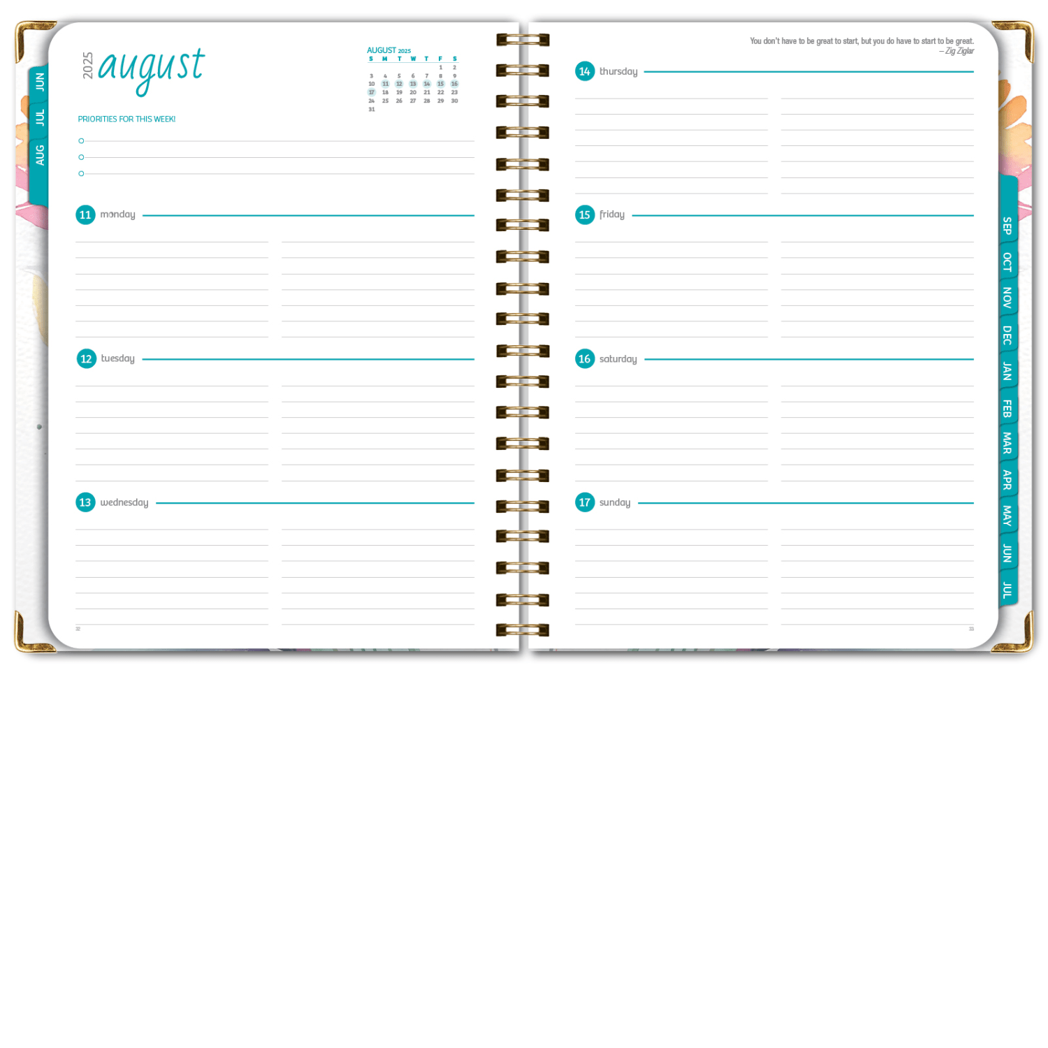 2025-2026 Global Printed Products Hardcover Fashion Daily/Weekly/Monthly Academic Planner, 8-1/2in x 11in, Rainbow Floral, June 2025 To July 2026 - Image 6
